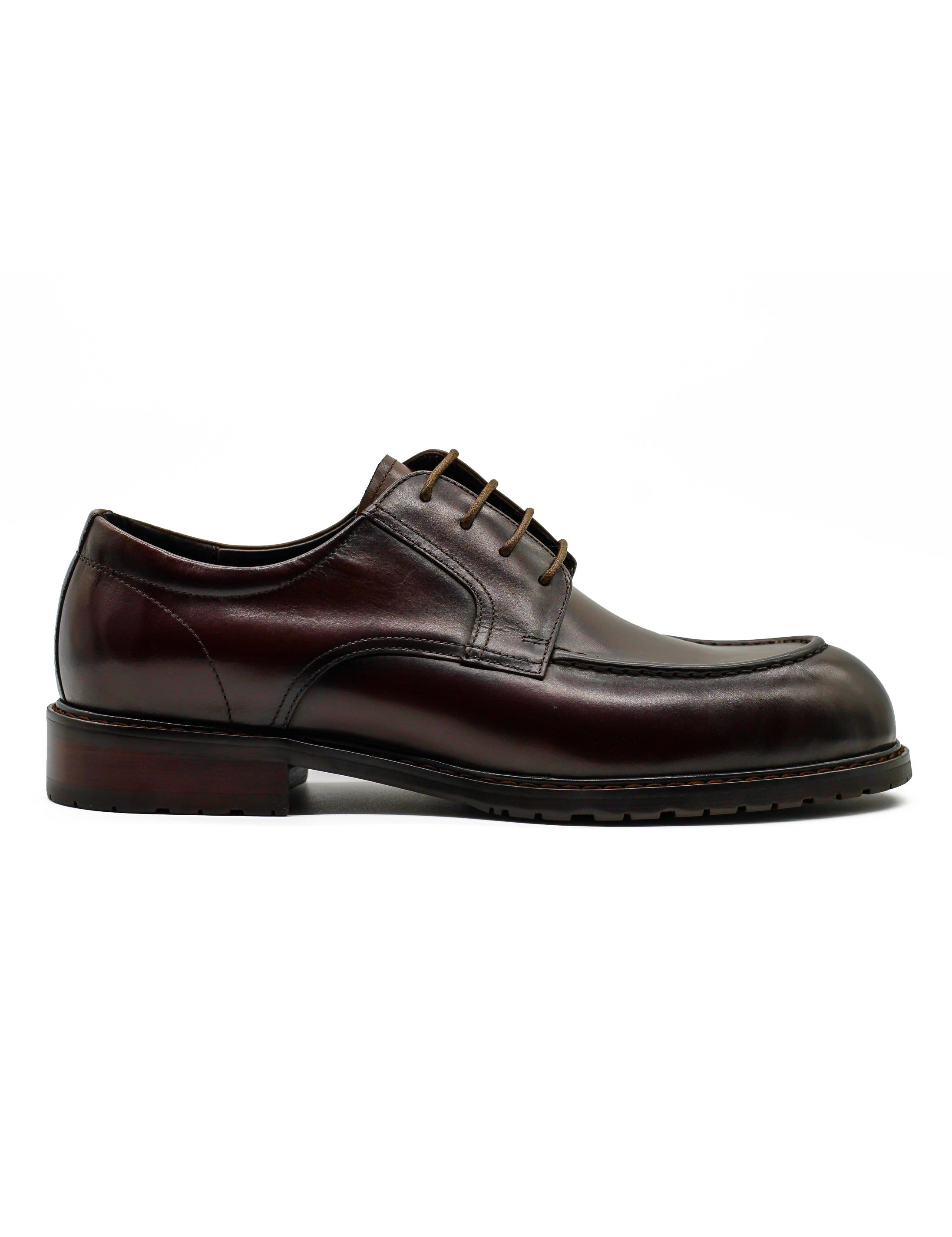 Mens Brown Leather Derby Shoes with Cleat Outsole