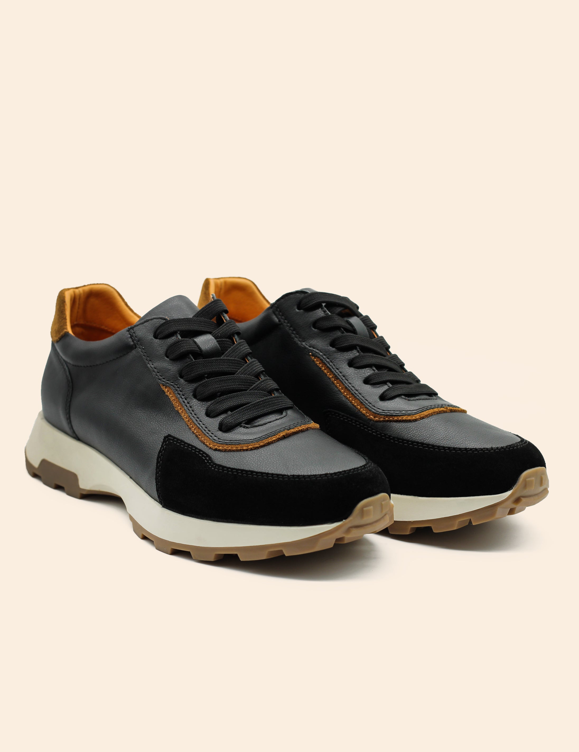Men’s Real Leather & Suede Trainers in Black