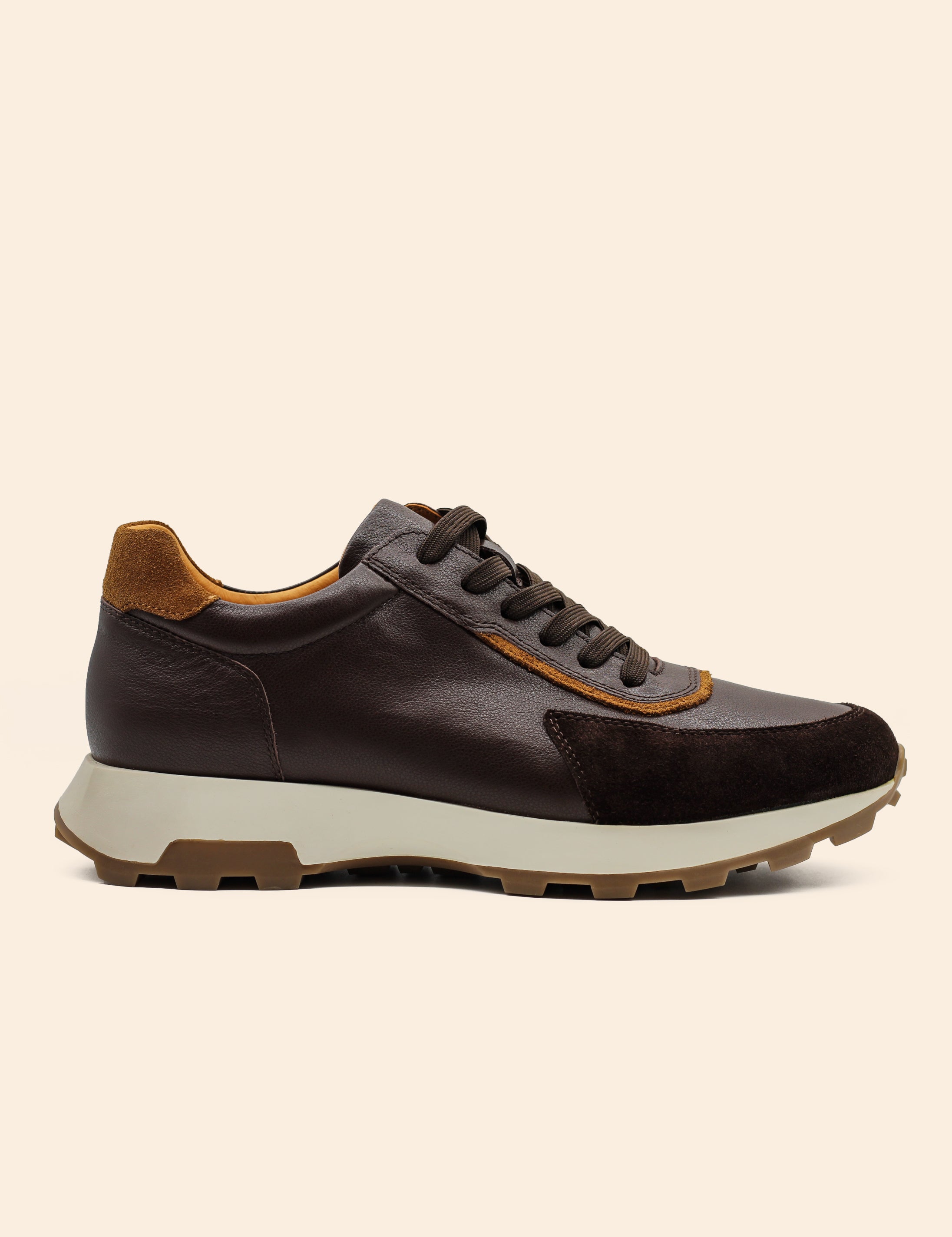 Men’s Brown Real Leather & Suede Trainers