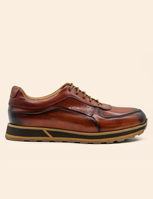 Men’s Tan Real Leather Trainers