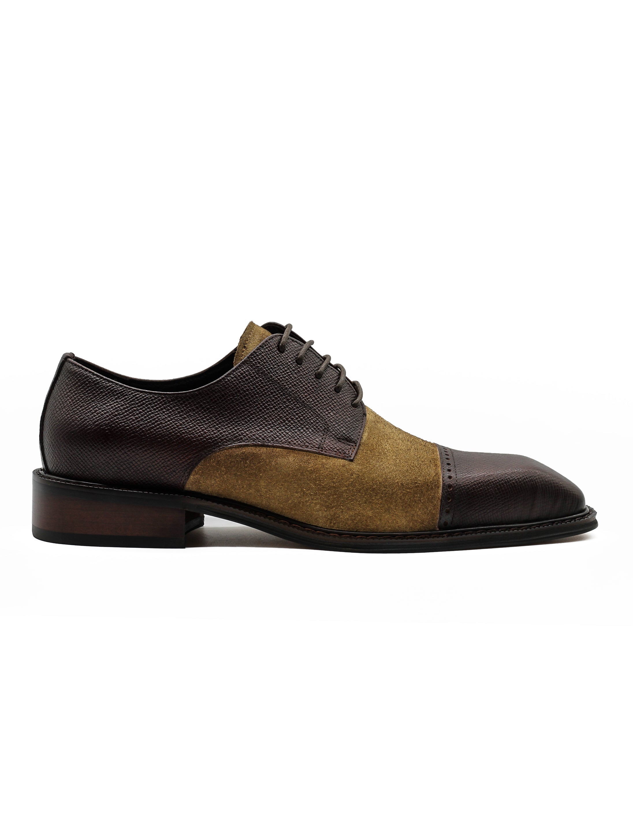 Retro Brown Leather & Suede Lace Up Derby Shoes