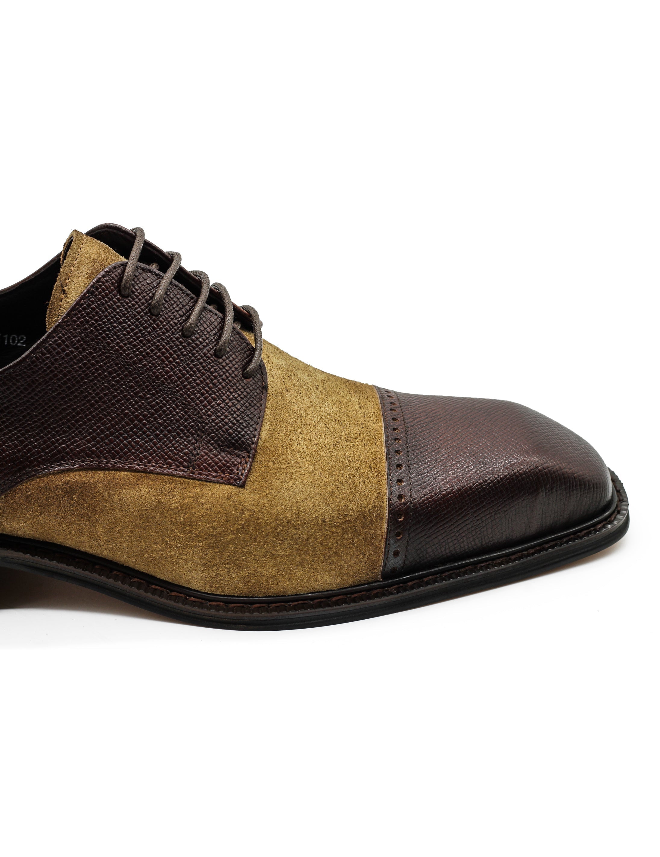 Retro Brown Leather & Suede Lace Up Derby Shoes