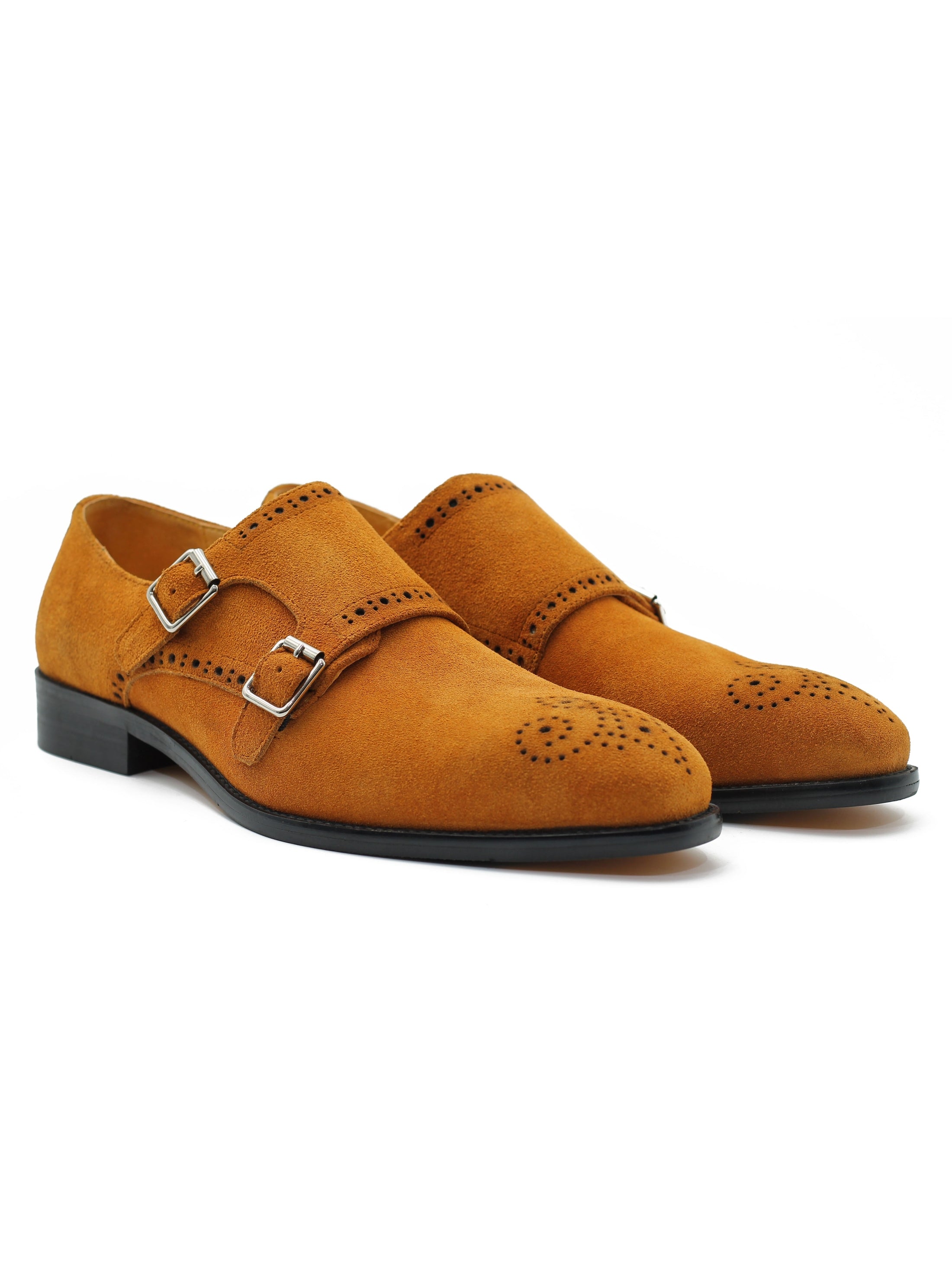 TAN SUEDE DOUBLE MONK SHOES