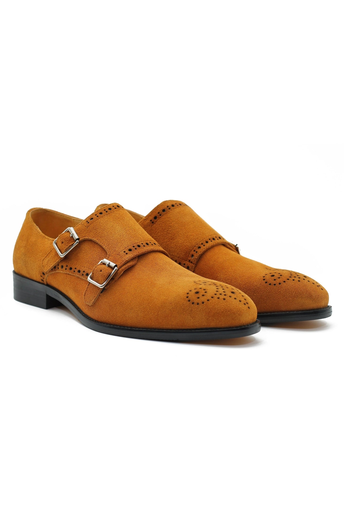 TAN SUEDE DOUBLE MONK SHOES