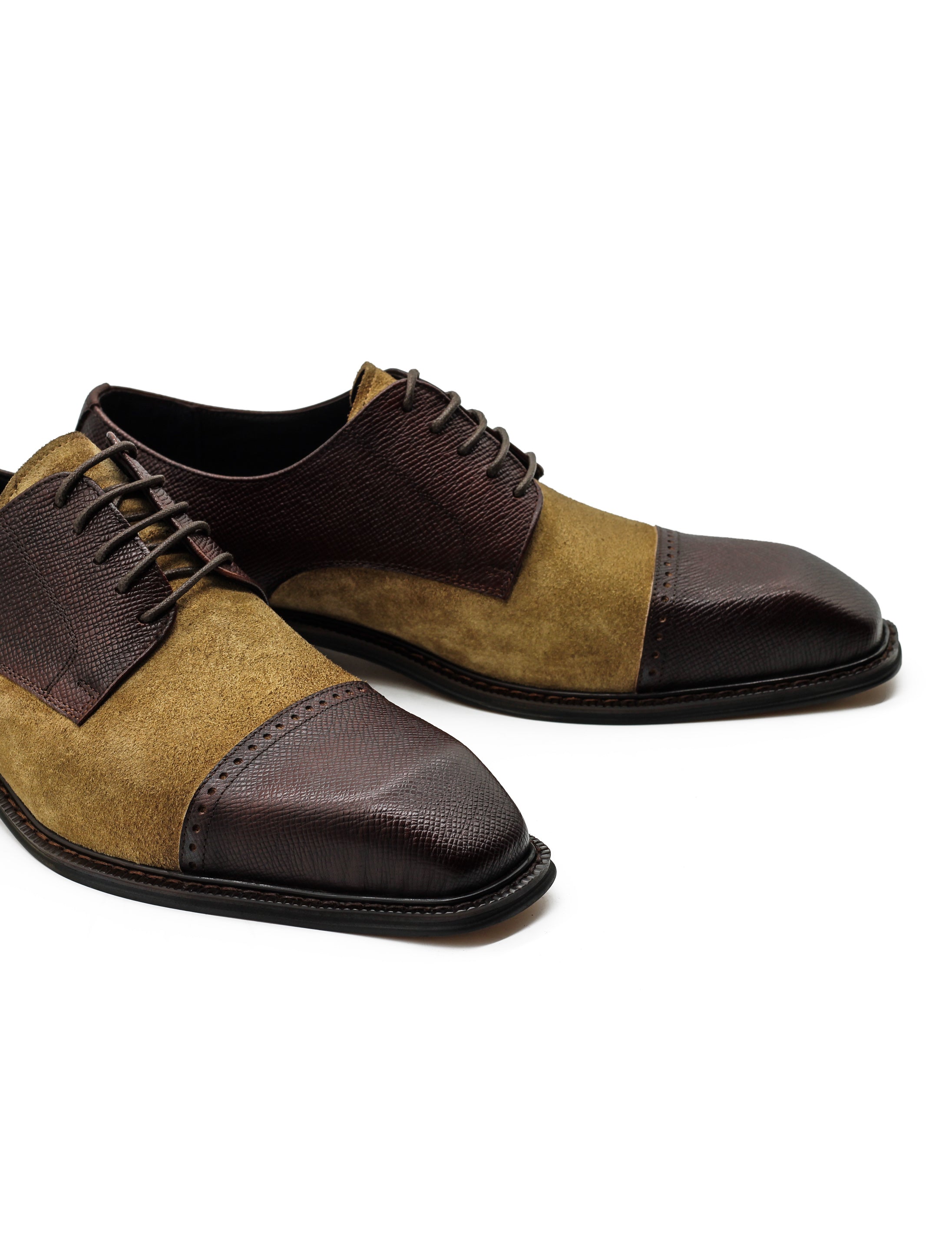 Retro Brown Leather & Suede Lace Up Derby Shoes