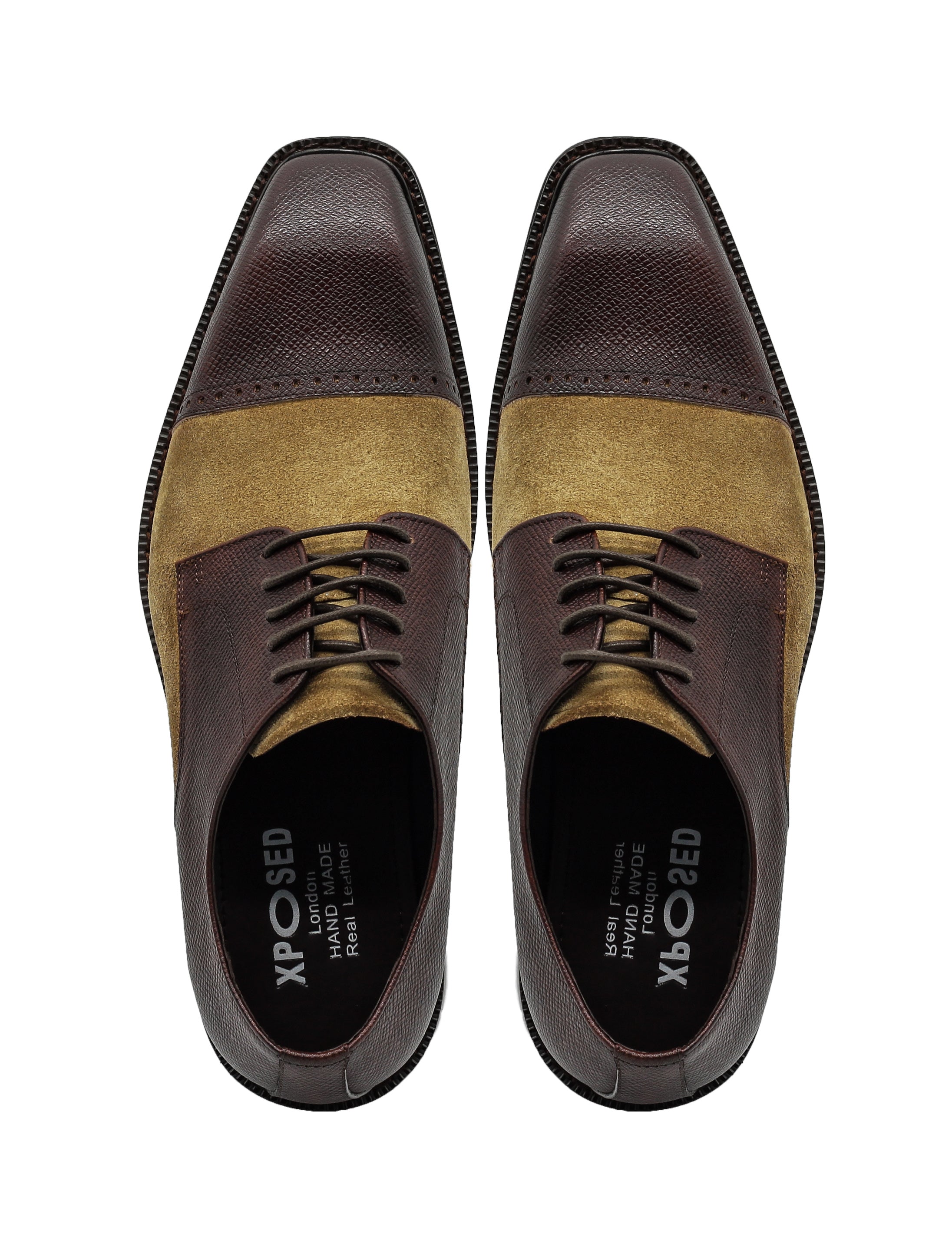 Retro Brown Leather & Suede Lace Up Derby Shoes