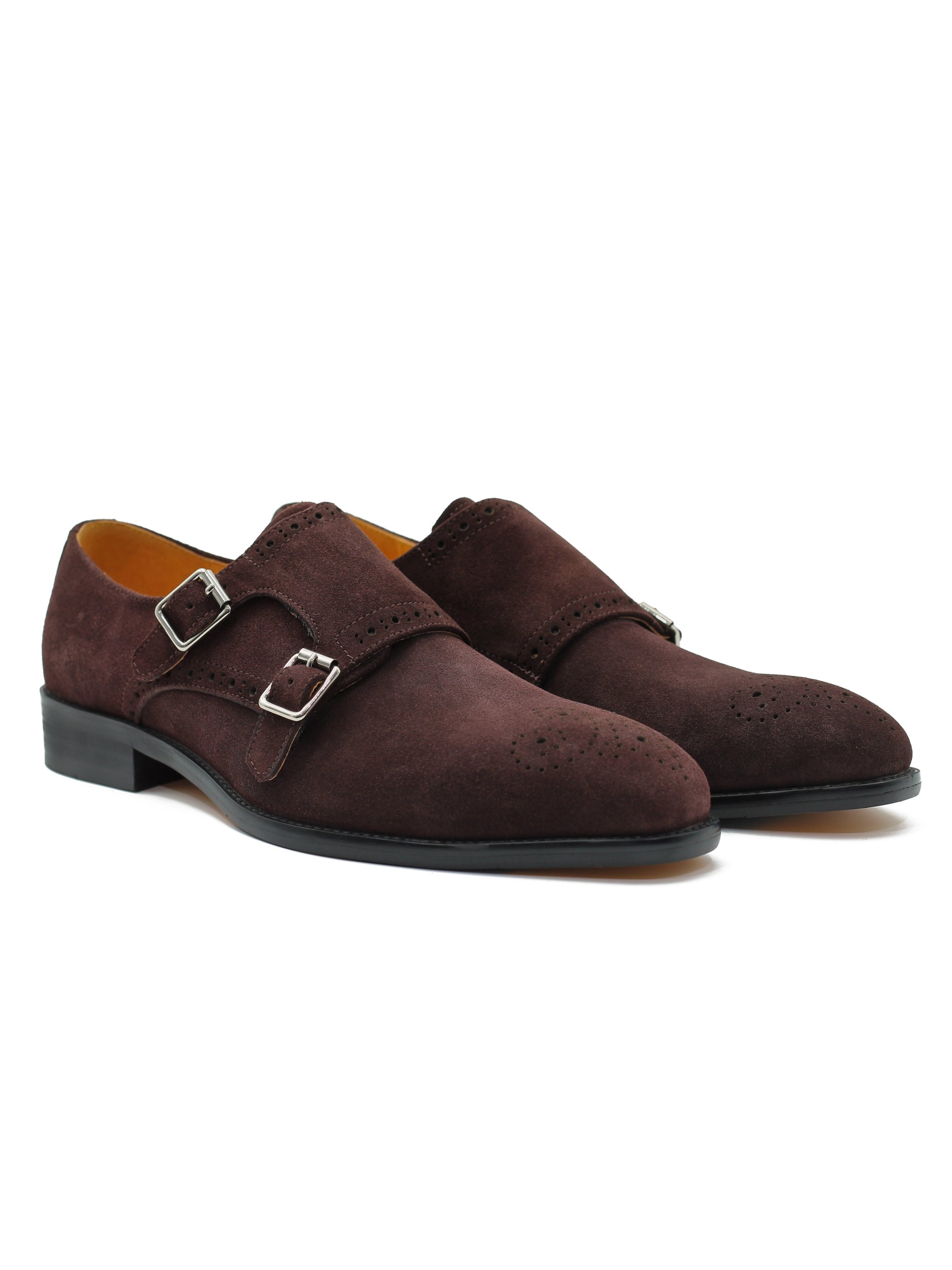 BROWN SUEDE DOUBLE MONK SHOES