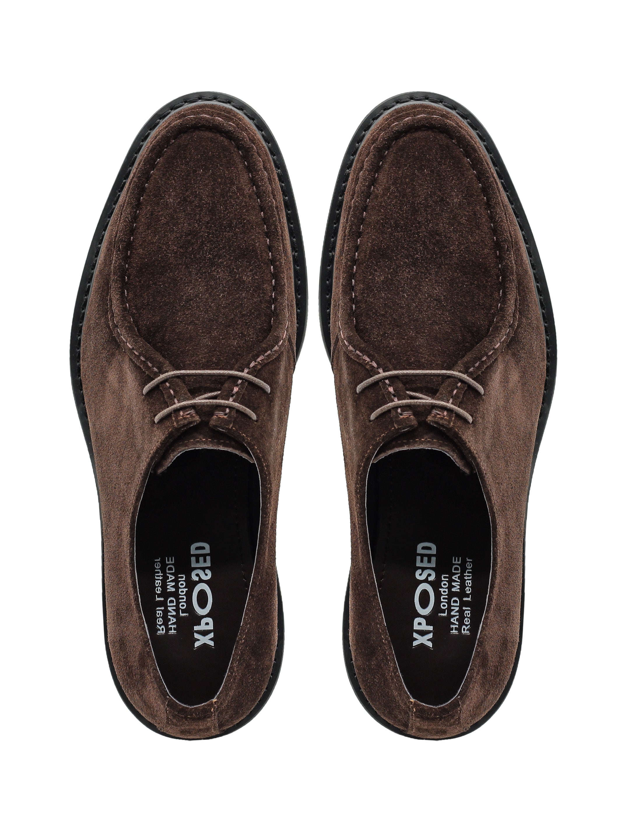 Brown Suede Derby Shoes Moc Toe Chunky Sole