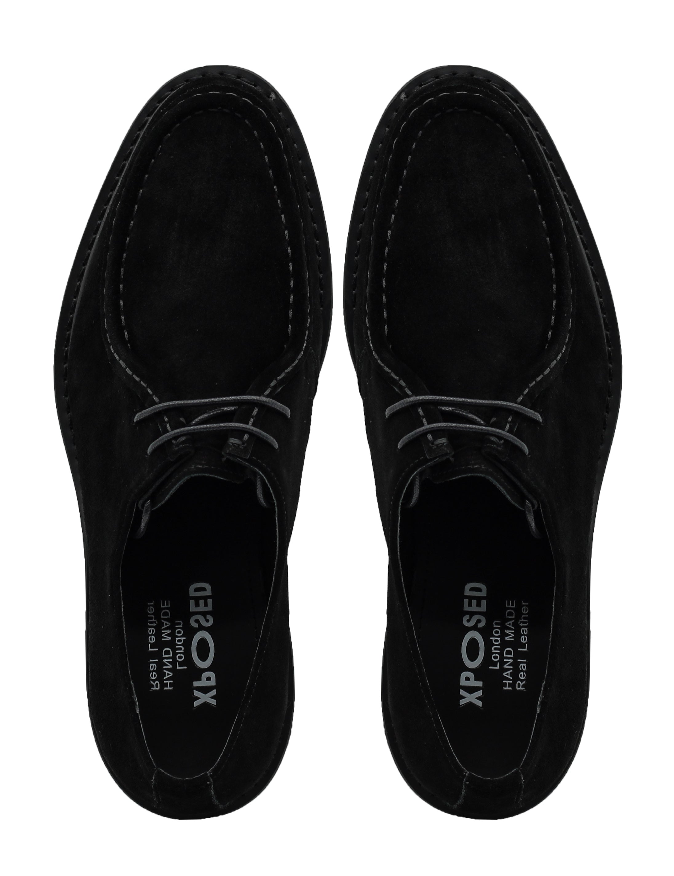 Black Suede Derby Shoes Moc Toe Chunky Sole