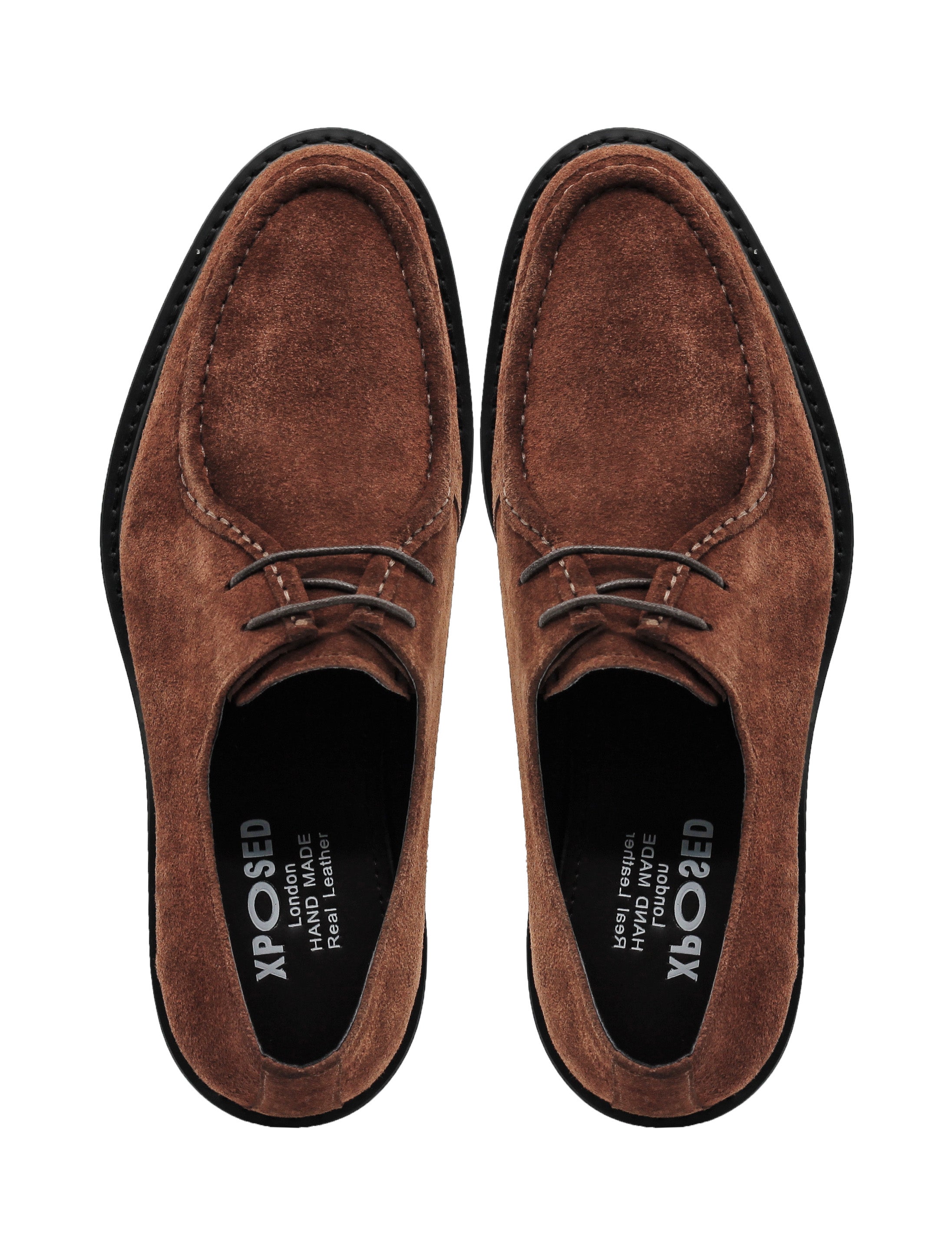 Tan Suede Derby Shoes Moc Toe Chunky Sole