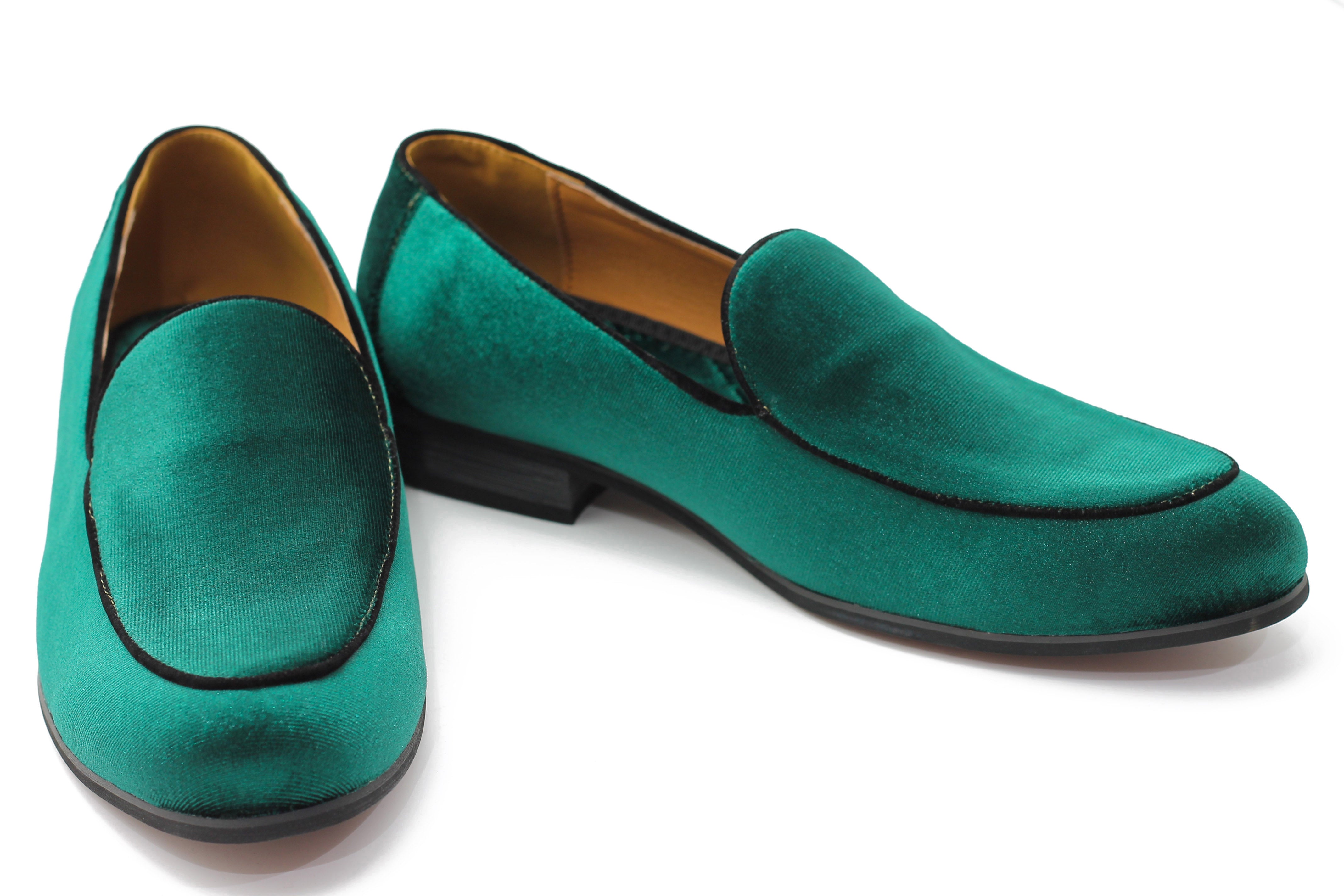 GREEN VELVET TUXEDO SLIPPERS