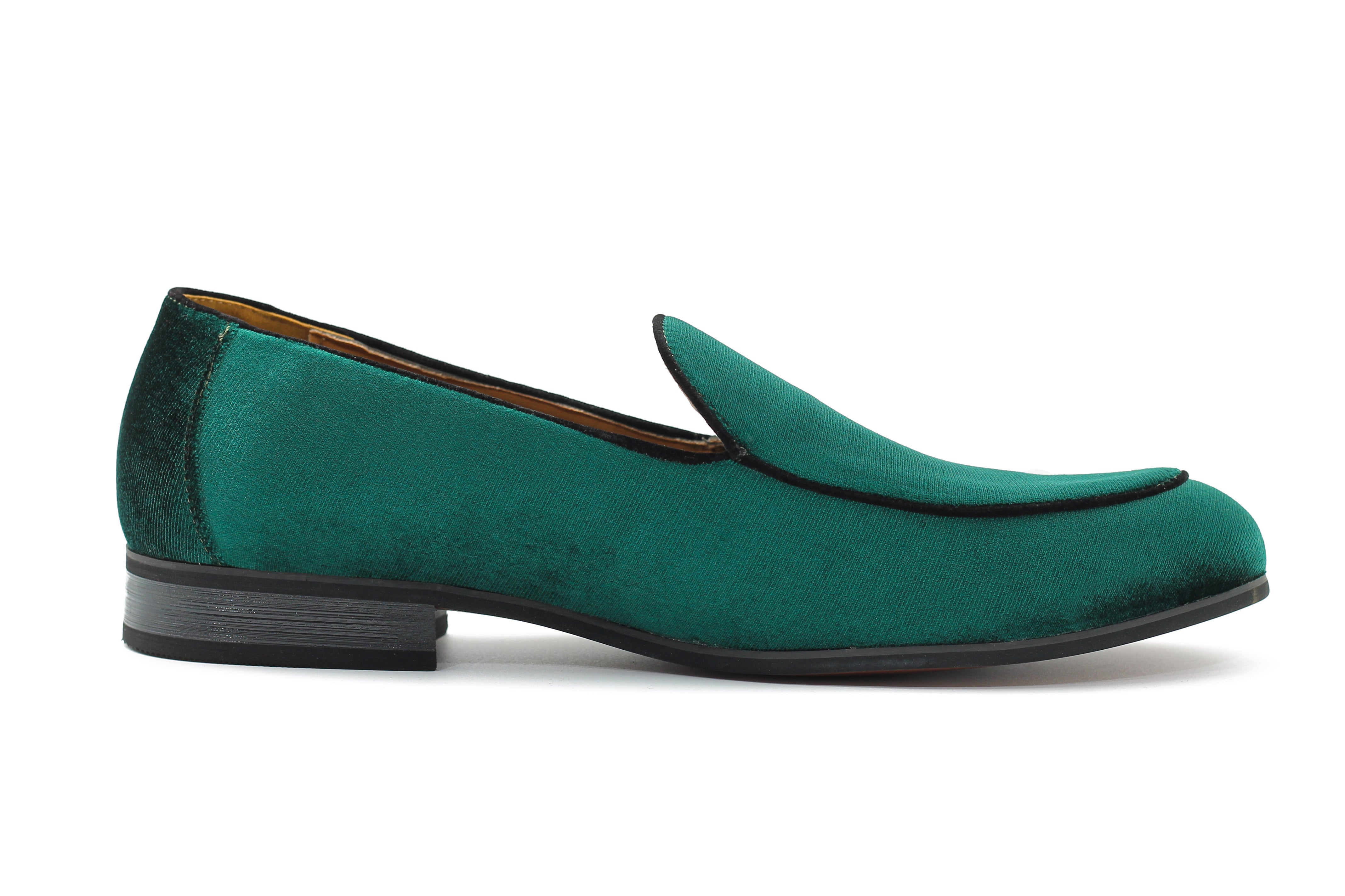 GREEN VELVET TUXEDO SLIPPERS