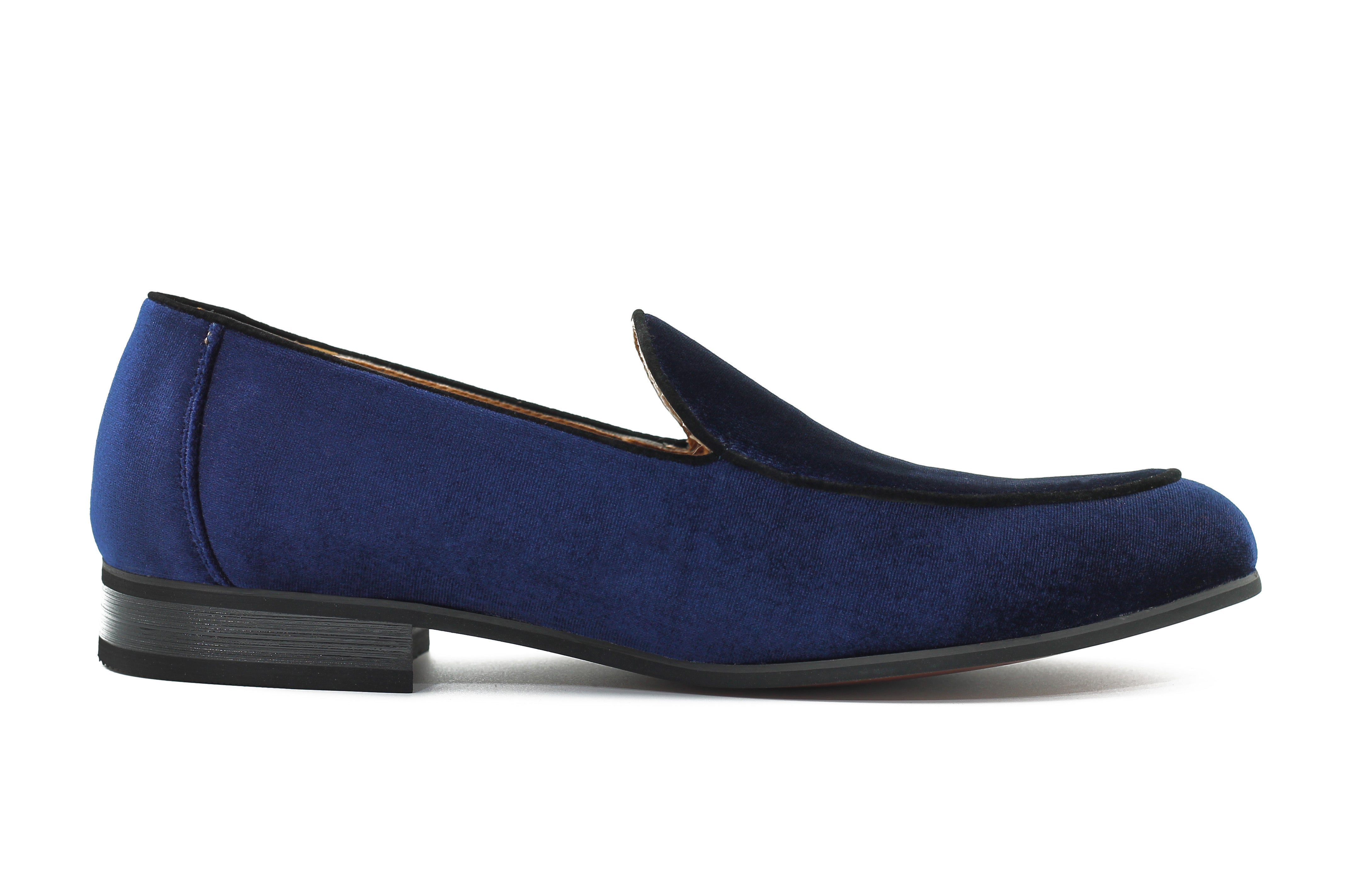 NAVY VELVET TUXEDO SLIPPERS