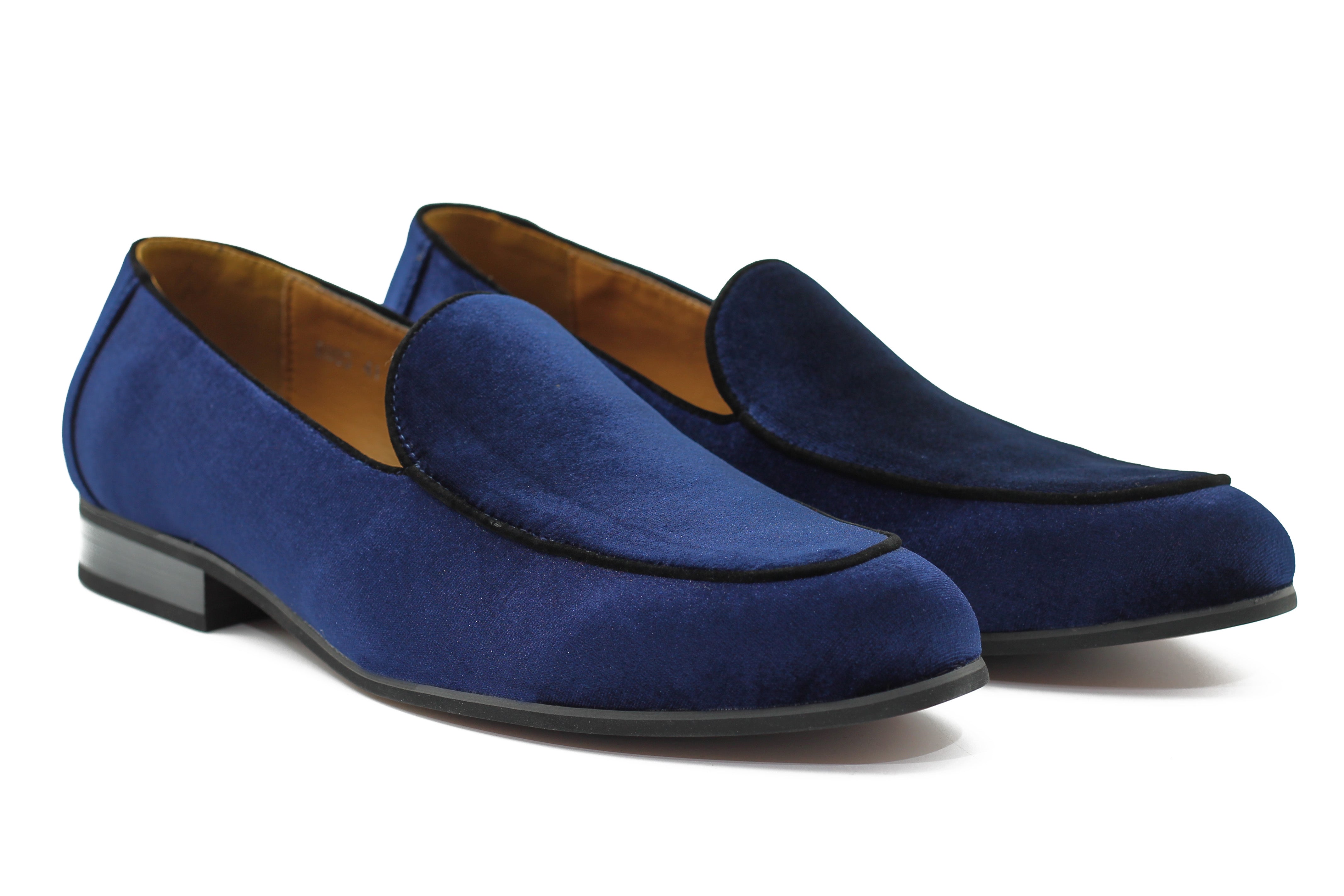 NAVY VELVET TUXEDO SLIPPERS