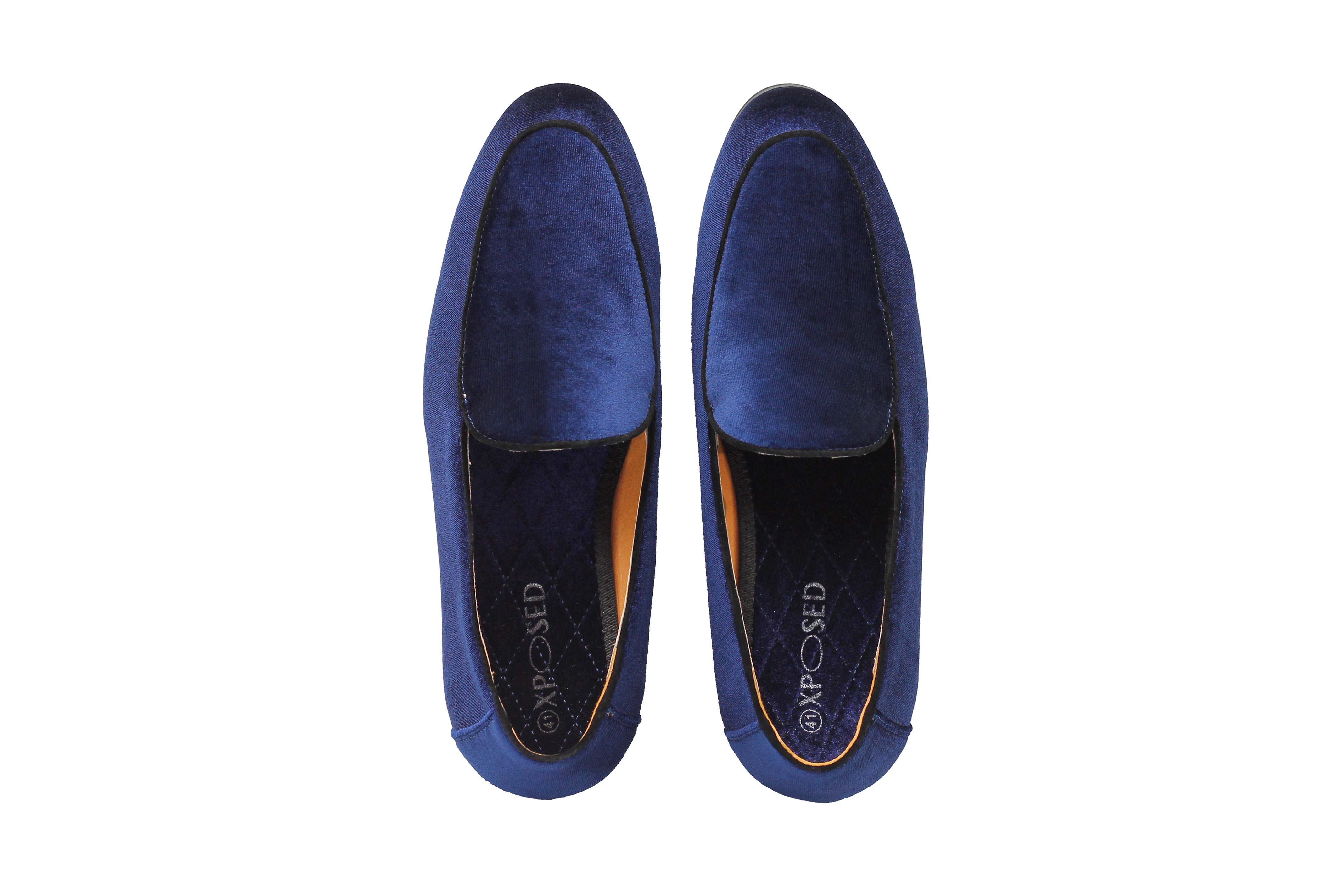 NAVY VELVET TUXEDO SLIPPERS
