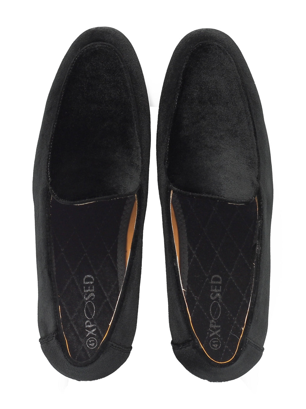 BLACK VELVET TUXEDO SLIPPERS