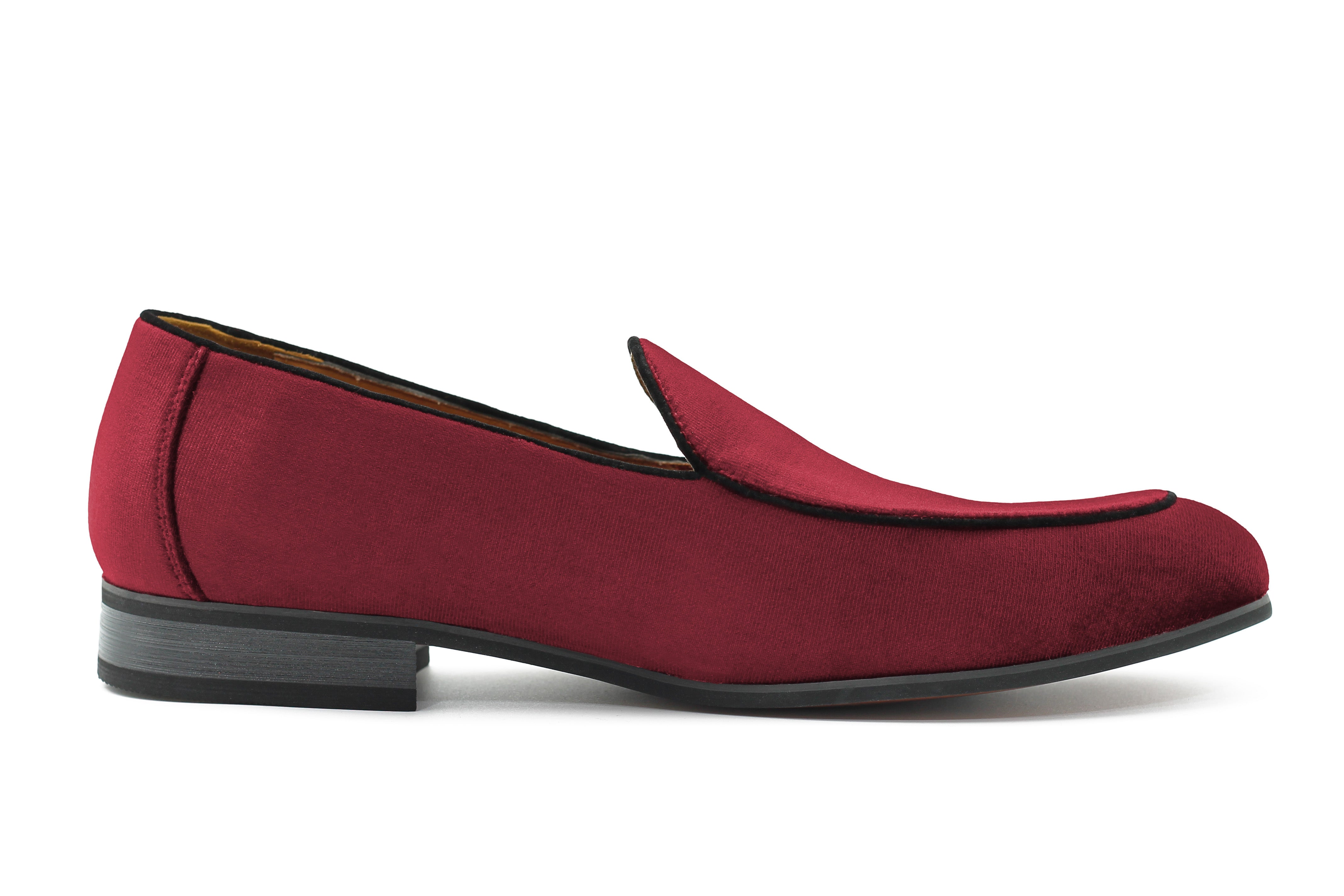 MAROON VELVET TUXEDO SLIPPERS