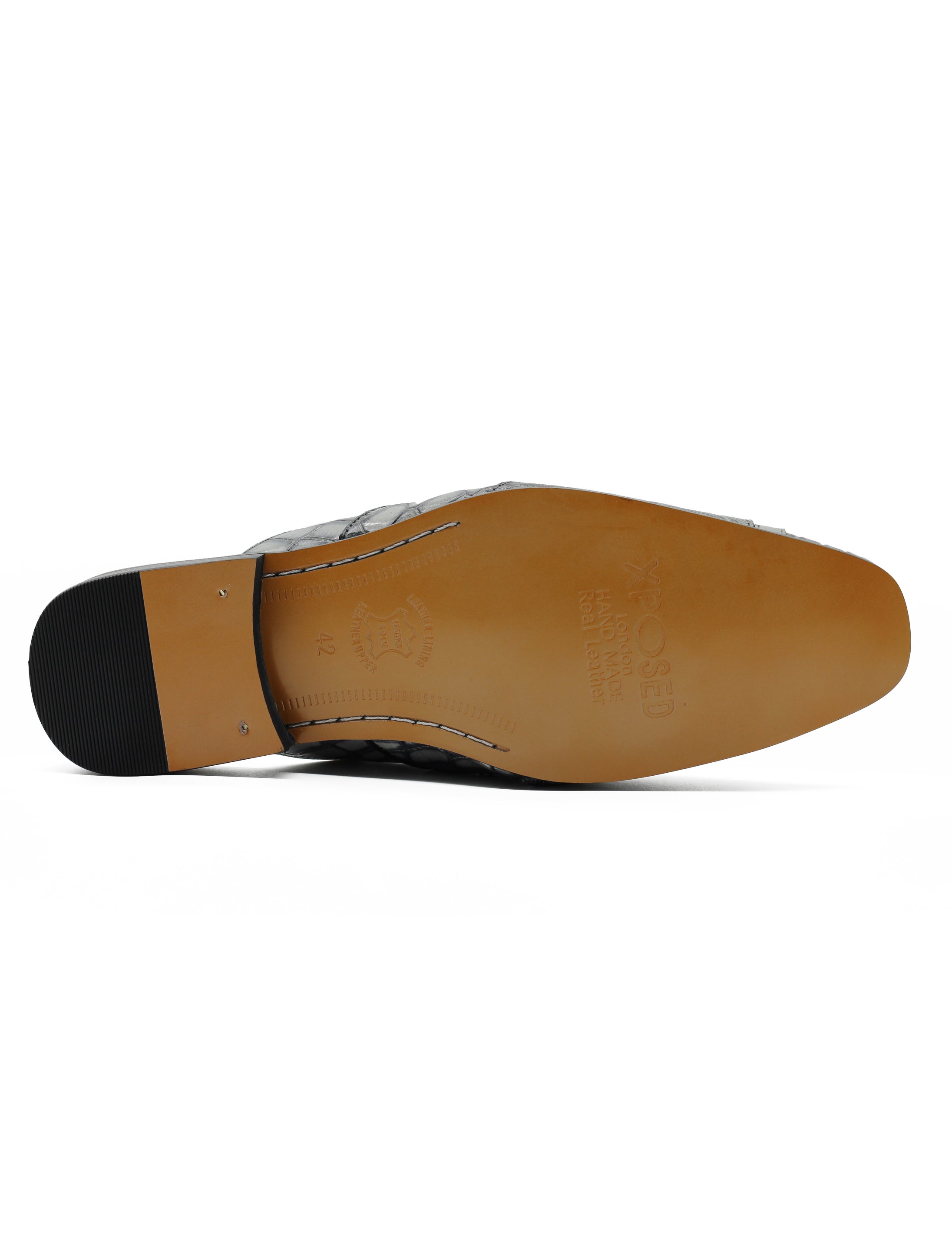 Real Leather Mens Half Shoes in Grey Black