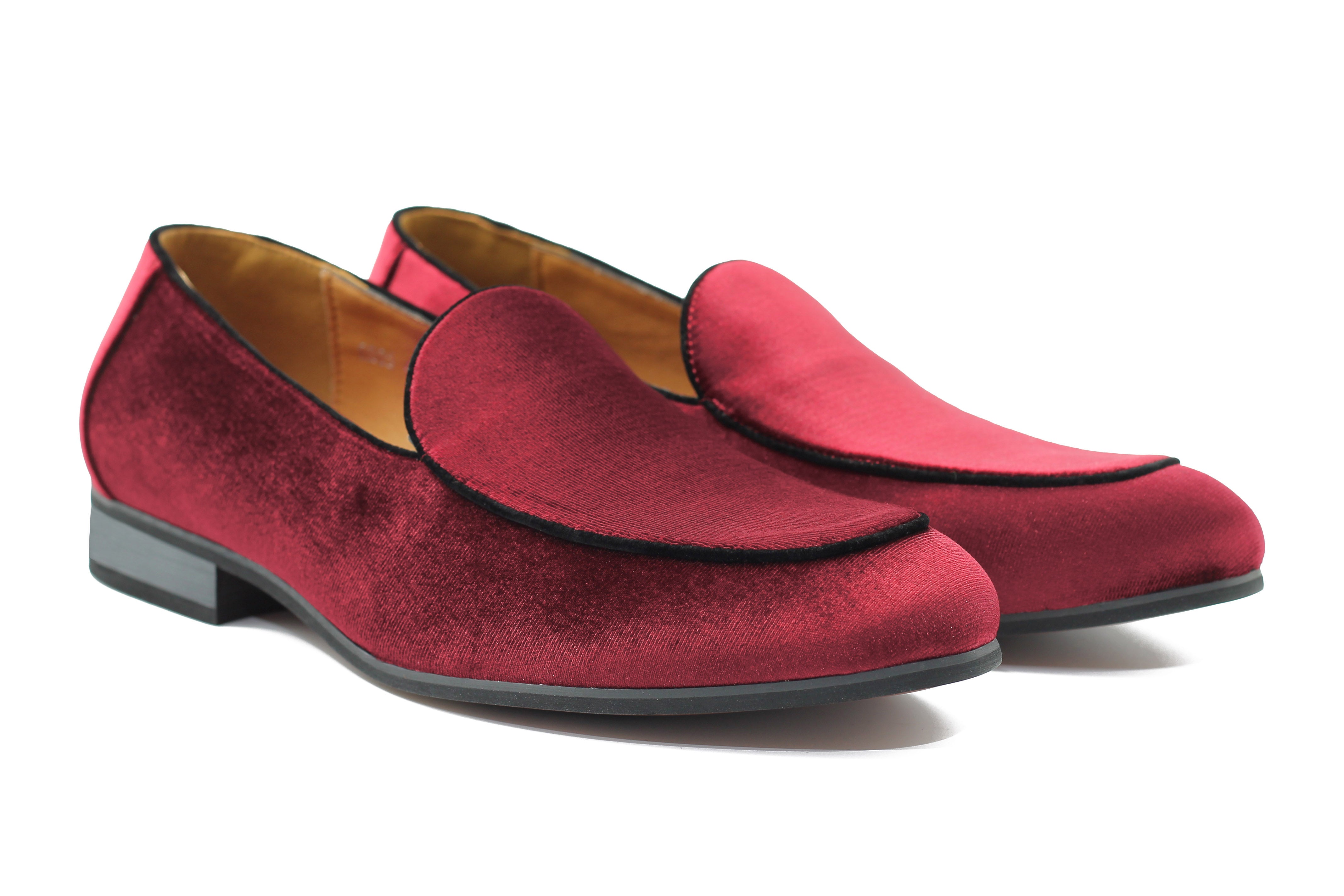 MAROON VELVET TUXEDO SLIPPERS