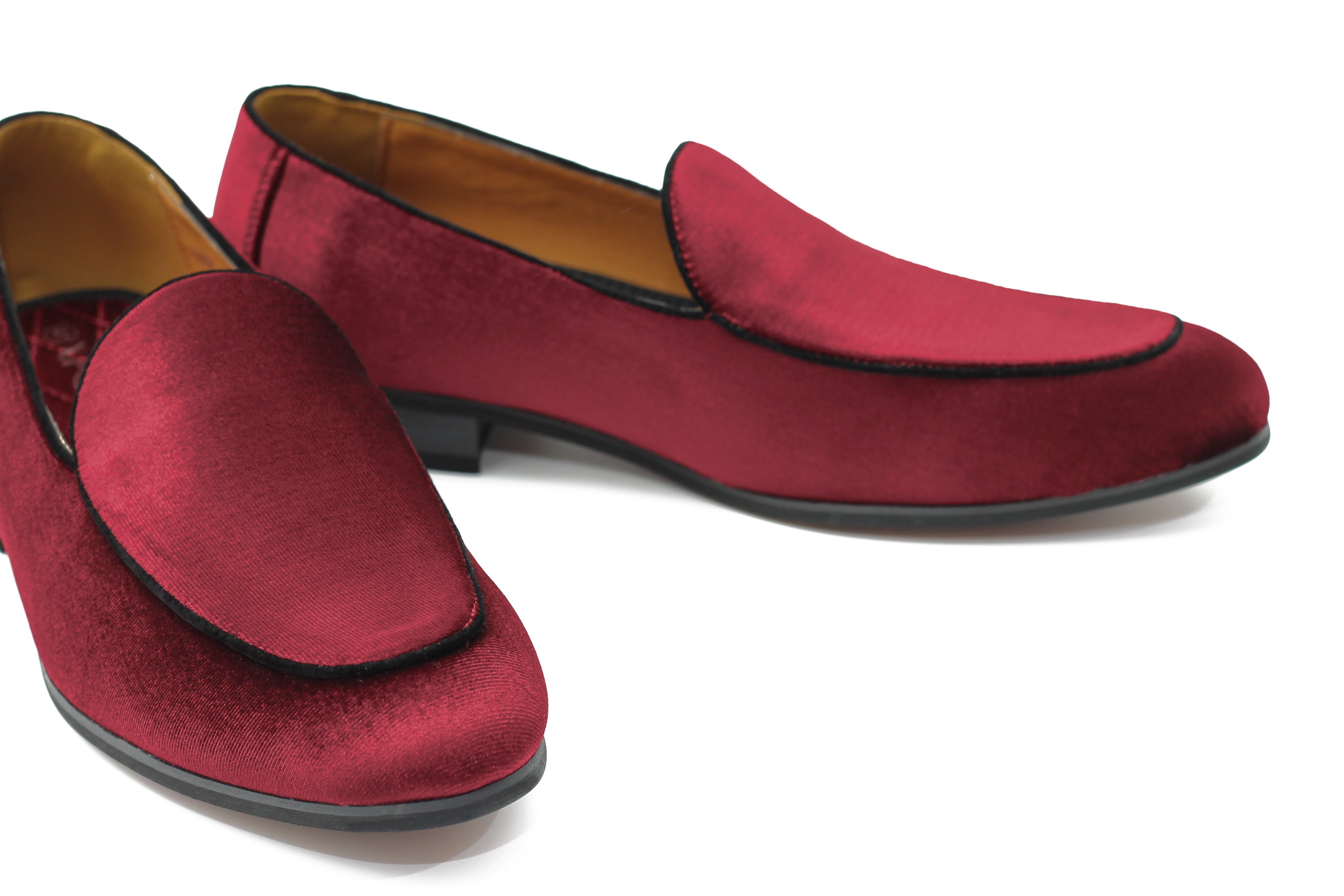 MAROON VELVET TUXEDO SLIPPERS
