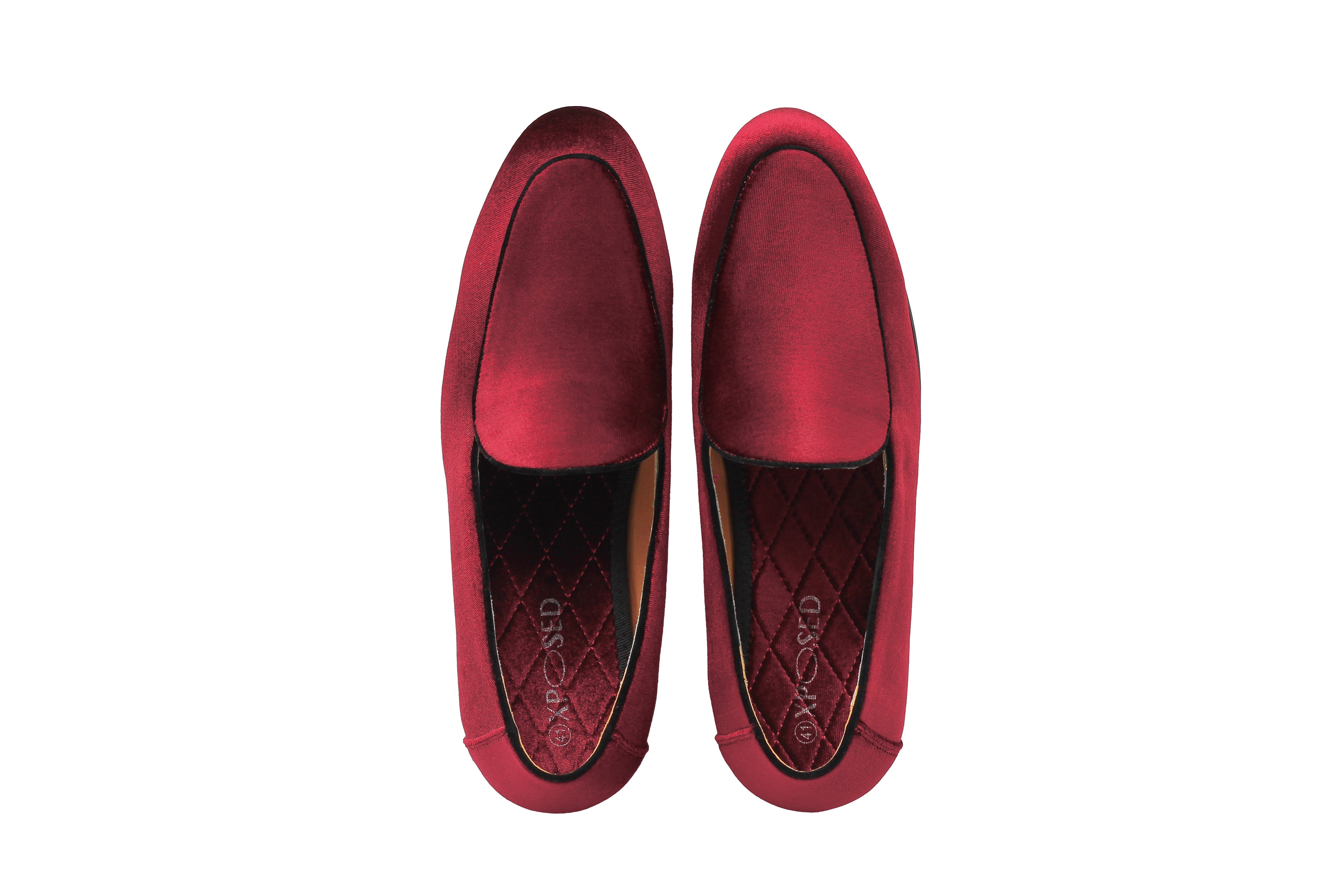 MAROON VELVET TUXEDO SLIPPERS