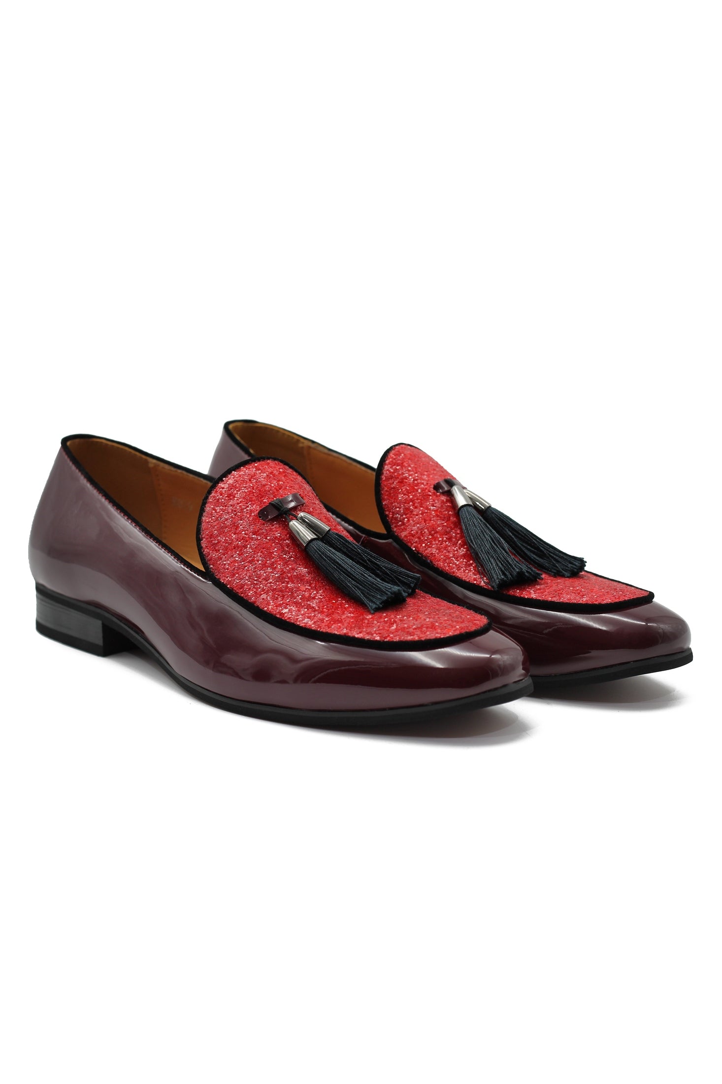 GLITTER - MAROON SHINY TASSEL LOAFERS