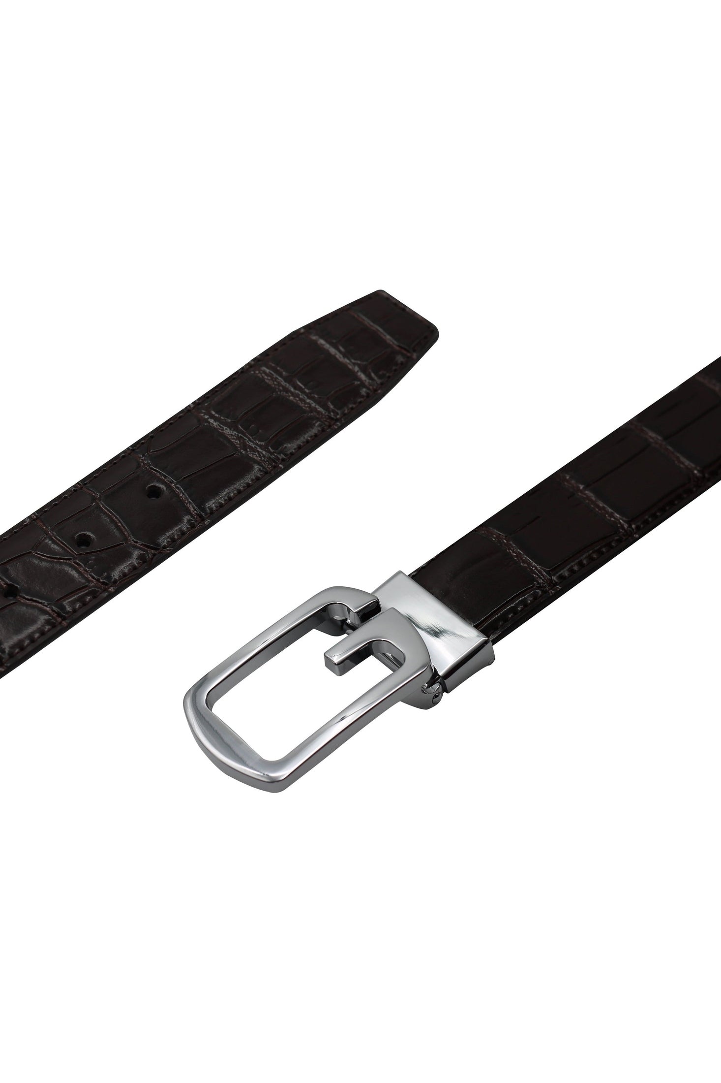 BROWN & BLACK LEATHER PIN BUCKLE REVERSIBLE BELT