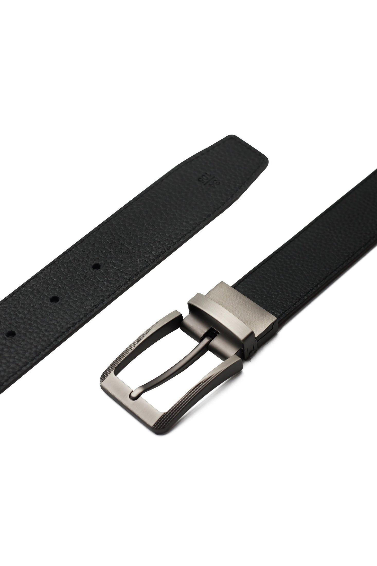 BLACK & BROWN CROC PRINT LEATHER REVERSIBLE BELT