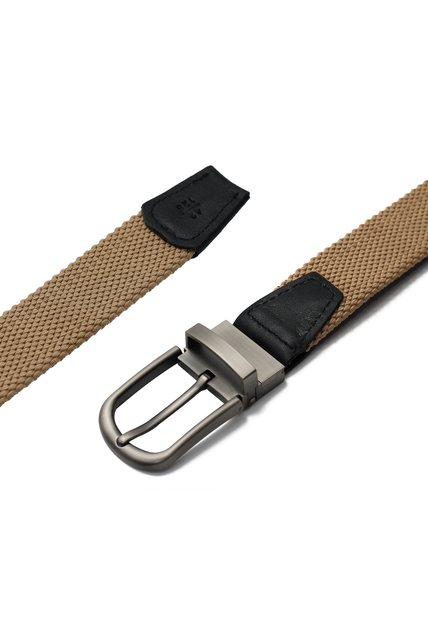 BLACK & TAN STRIPE REVERSIBLE STRETCH BELT