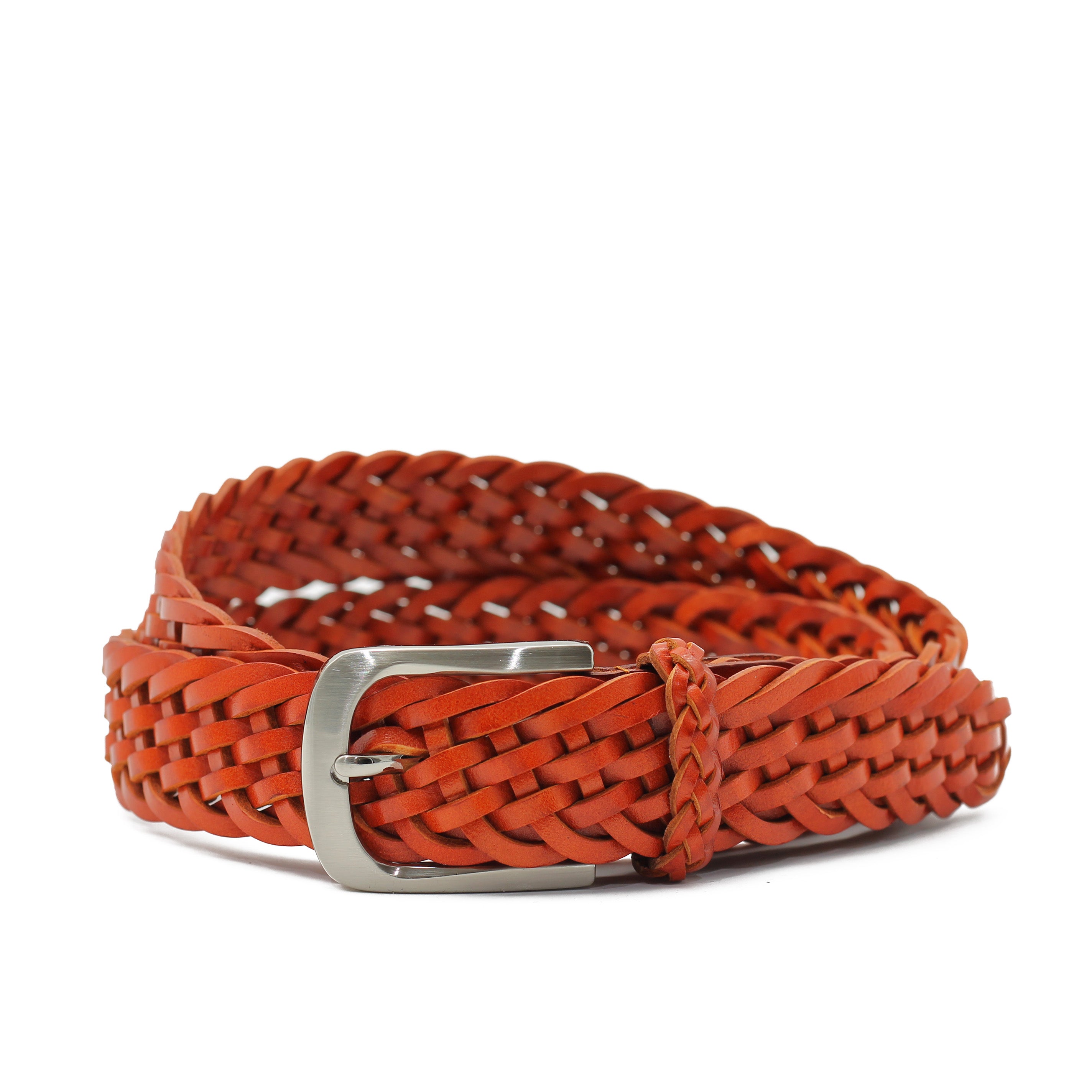 ORANGE WOVEN LEATHER BELT