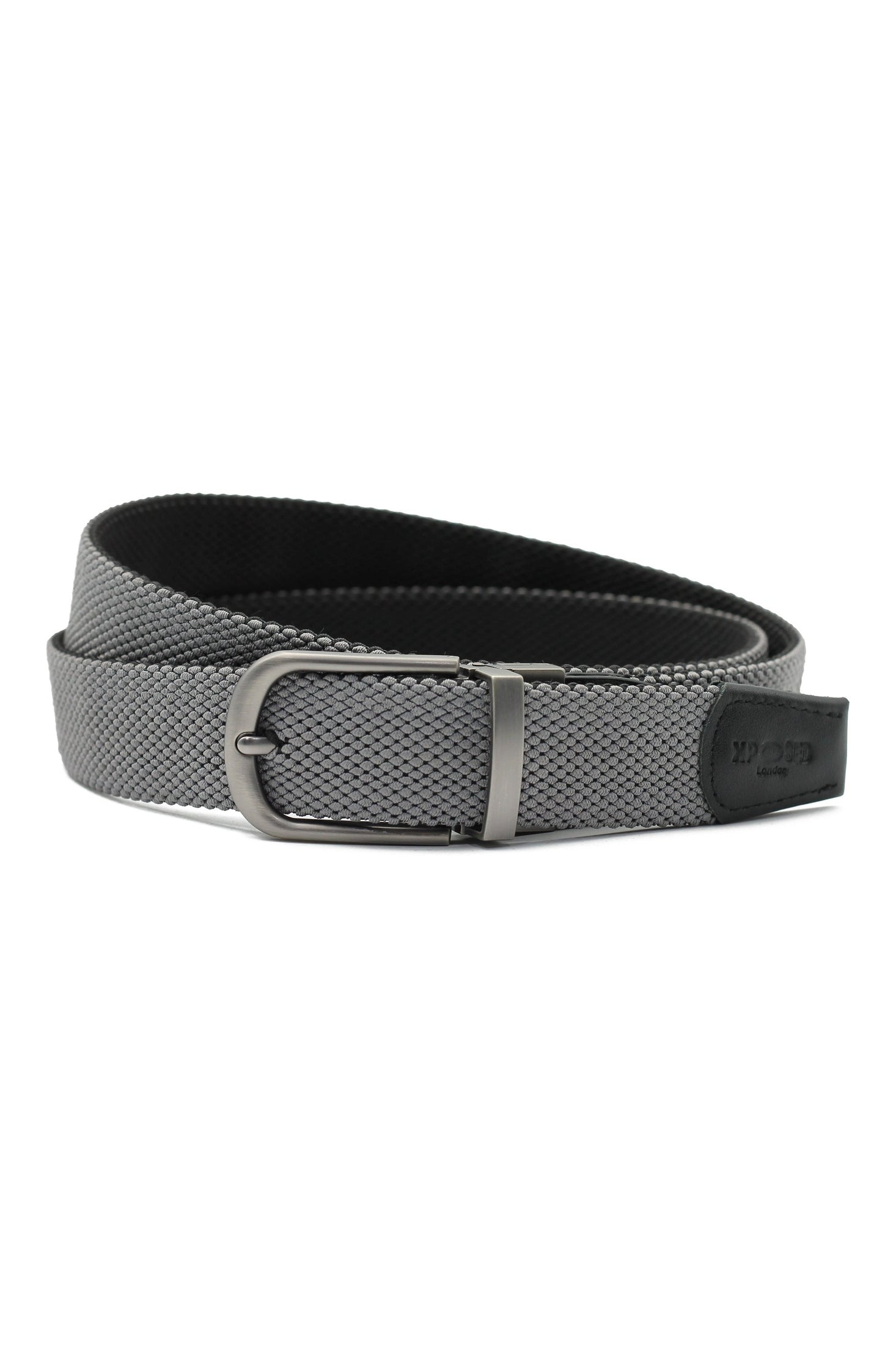 BLACK & GREY REVERSIBLE STRETCH BELT