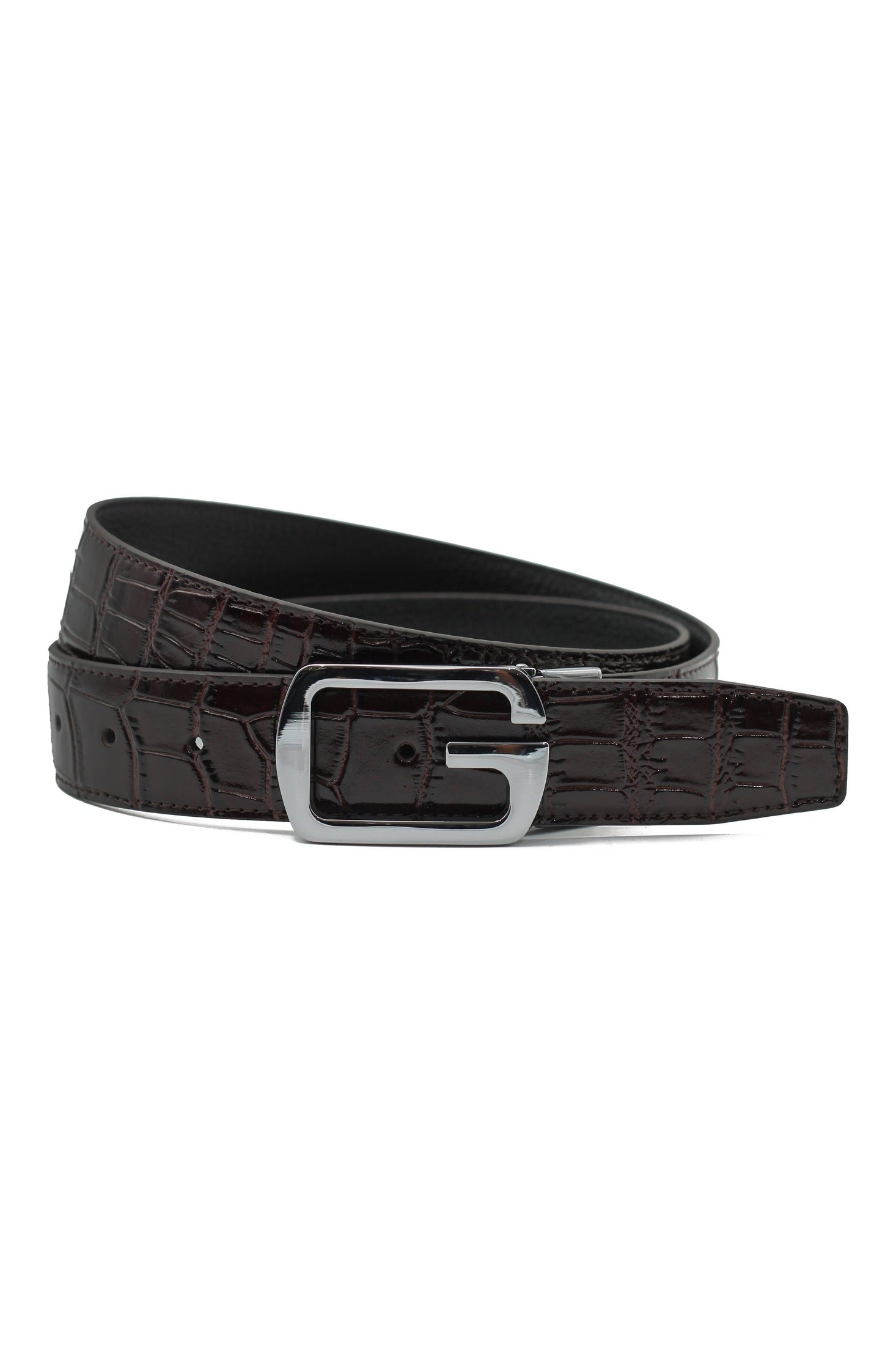 BROWN & BLACK LEATHER PIN BUCKLE REVERSIBLE BELT