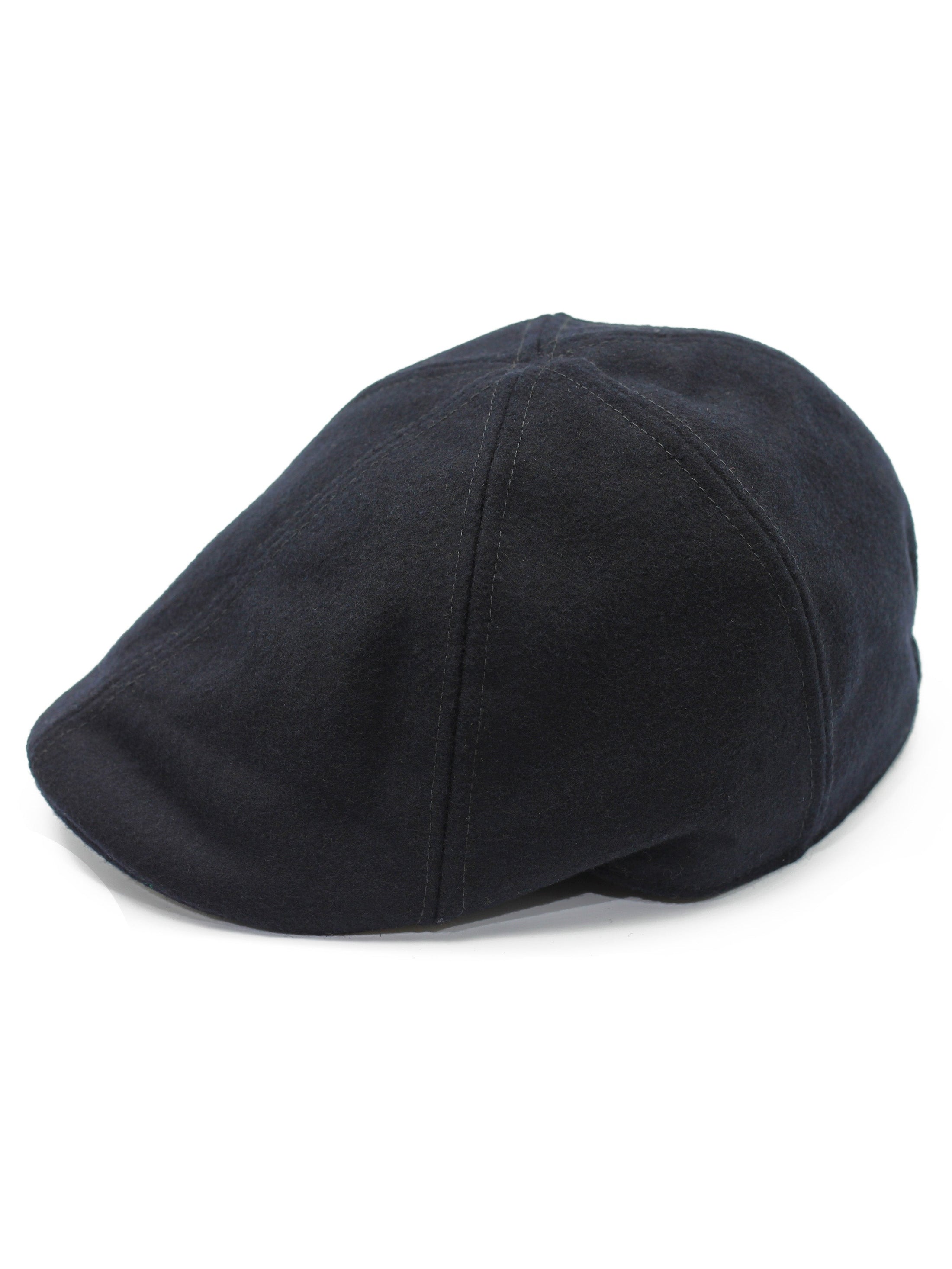 NAVY WOOL DUCKBILL FLAT CAP
