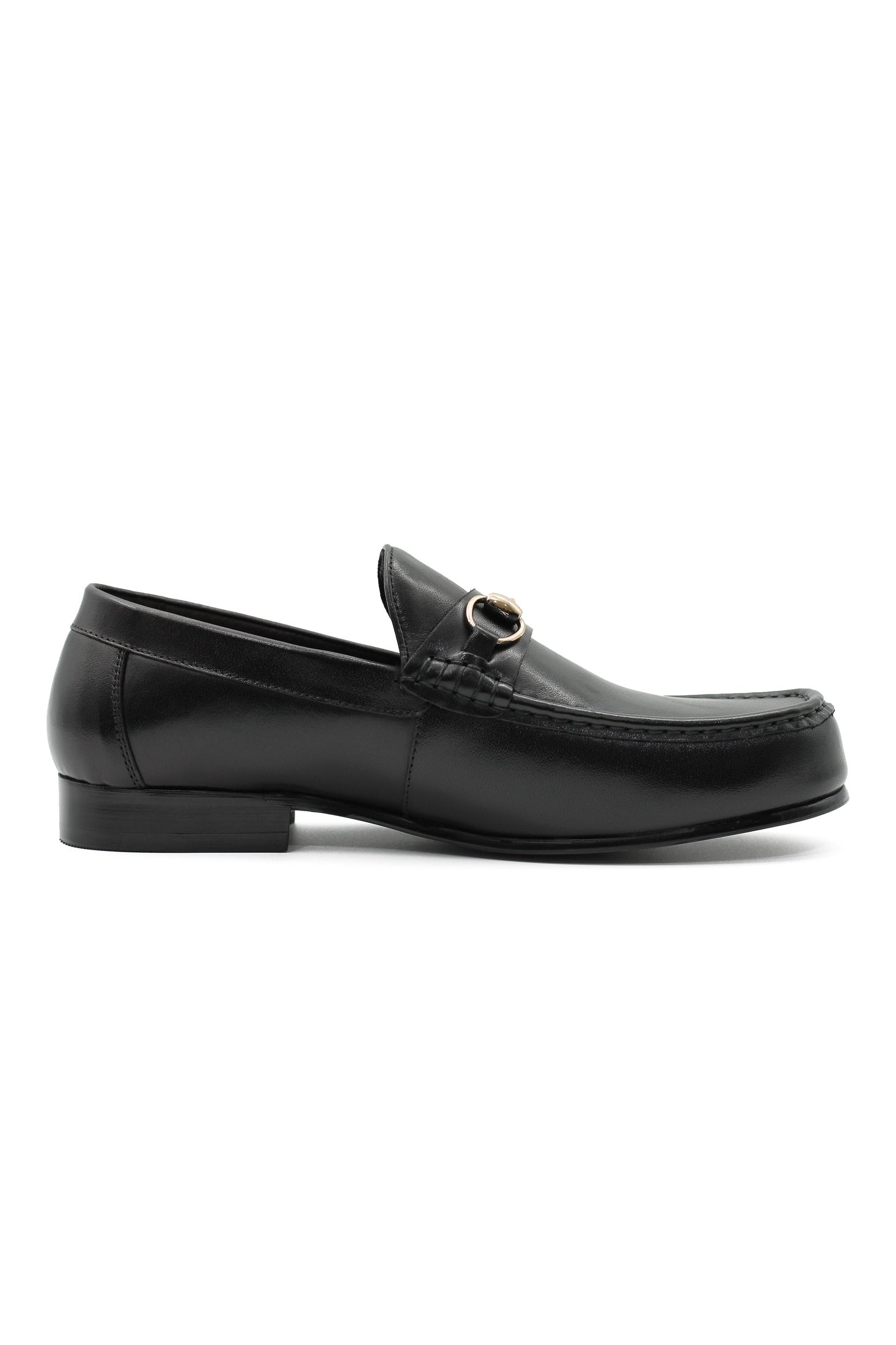 BLACK LEATHER SNAFFLE BIT LOAFERS
