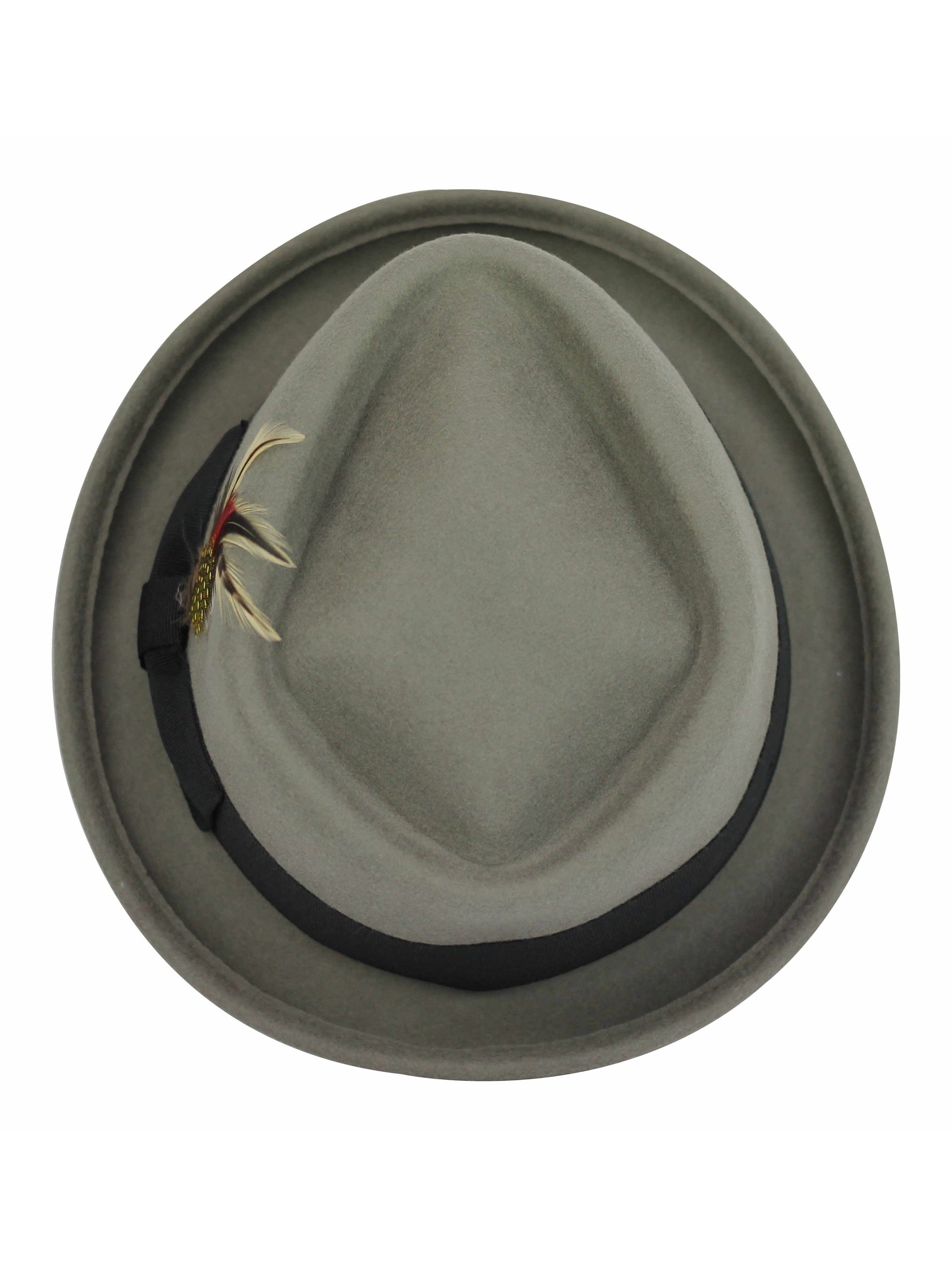 Pork Pie Grey Hat 100% Wool Felt Diamond Shape Crown