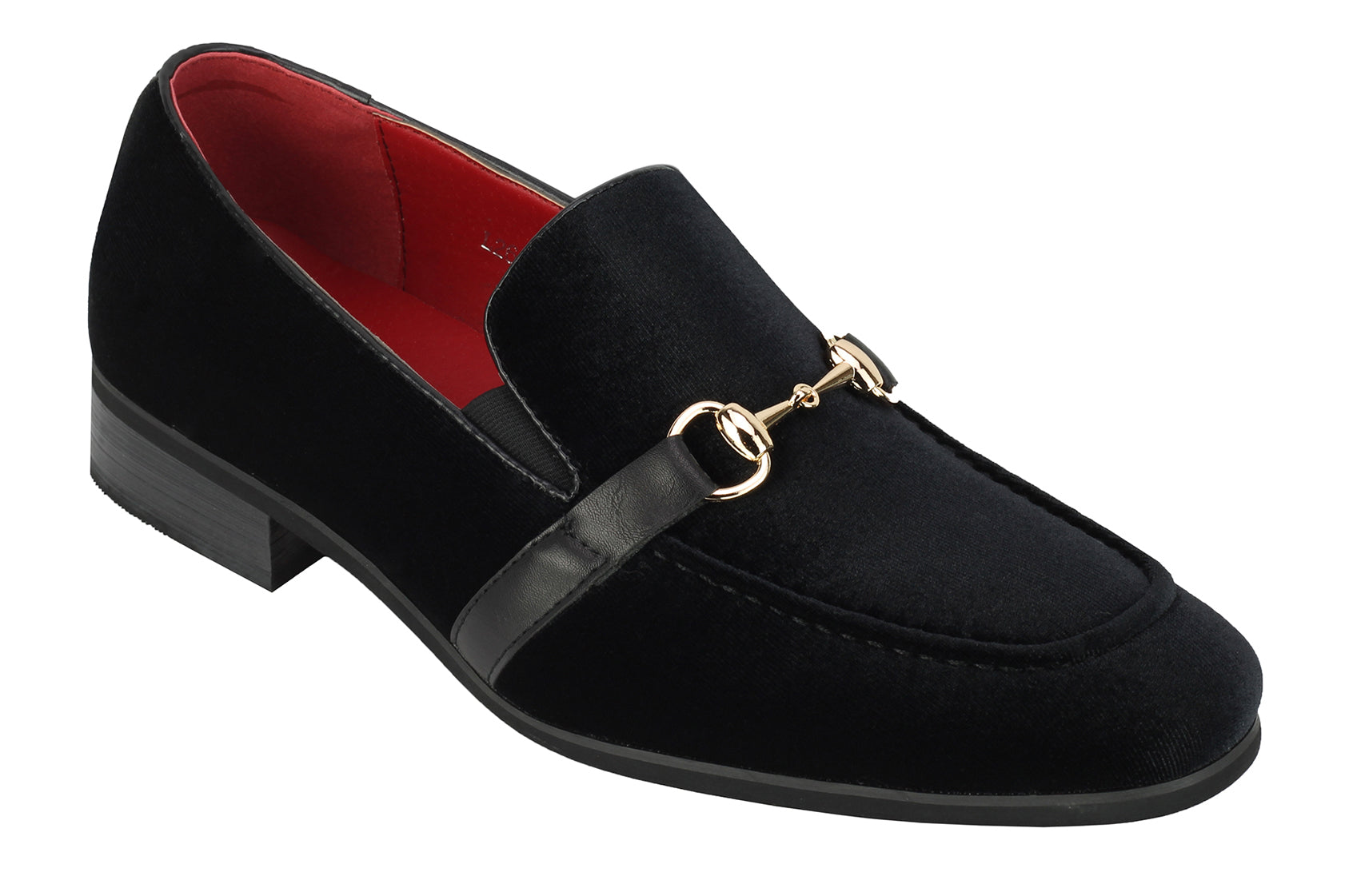 FAUX LEATHER VELVET LOAFERS WITH BUCKLE