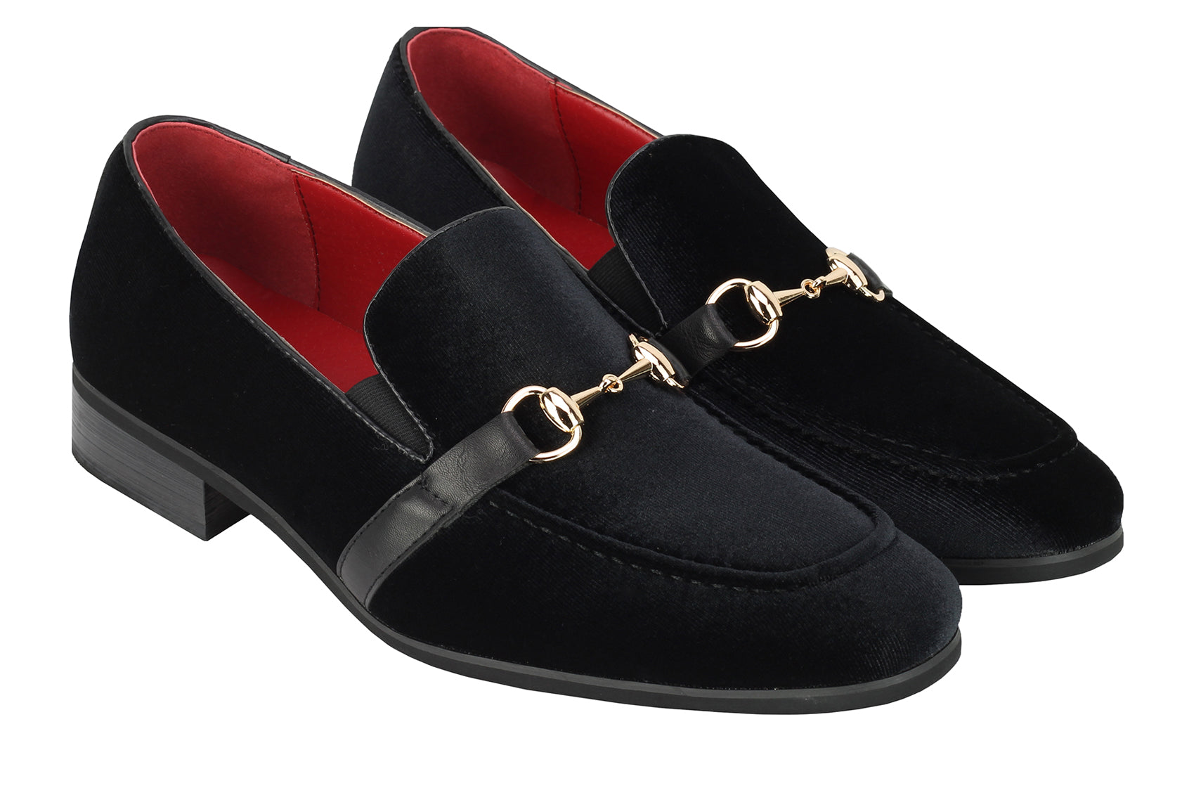 FAUX LEATHER VELVET LOAFERS WITH BUCKLE