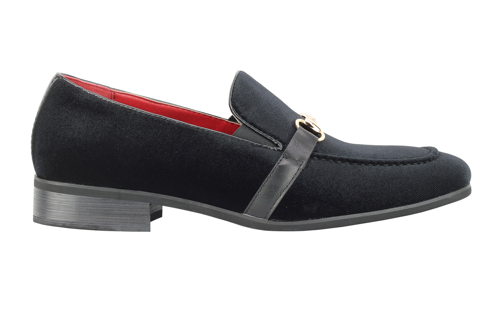 FAUX LEATHER VELVET LOAFERS WITH BUCKLE