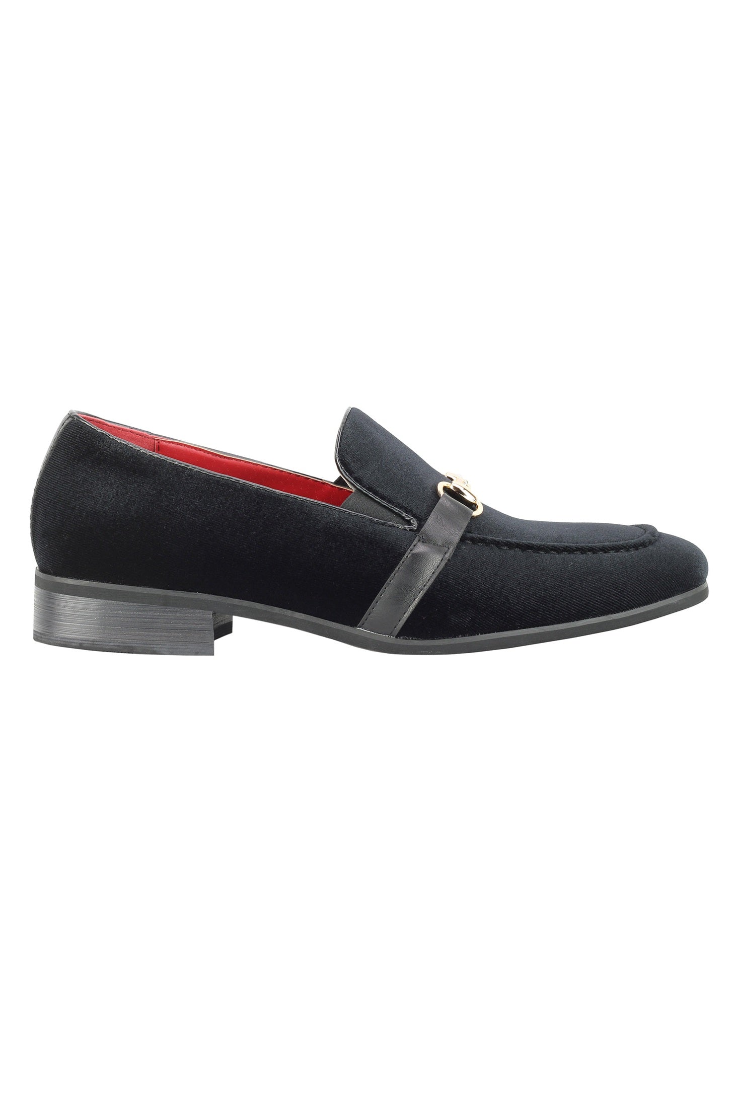 FAUX LEATHER VELVET LOAFERS WITH BUCKLE