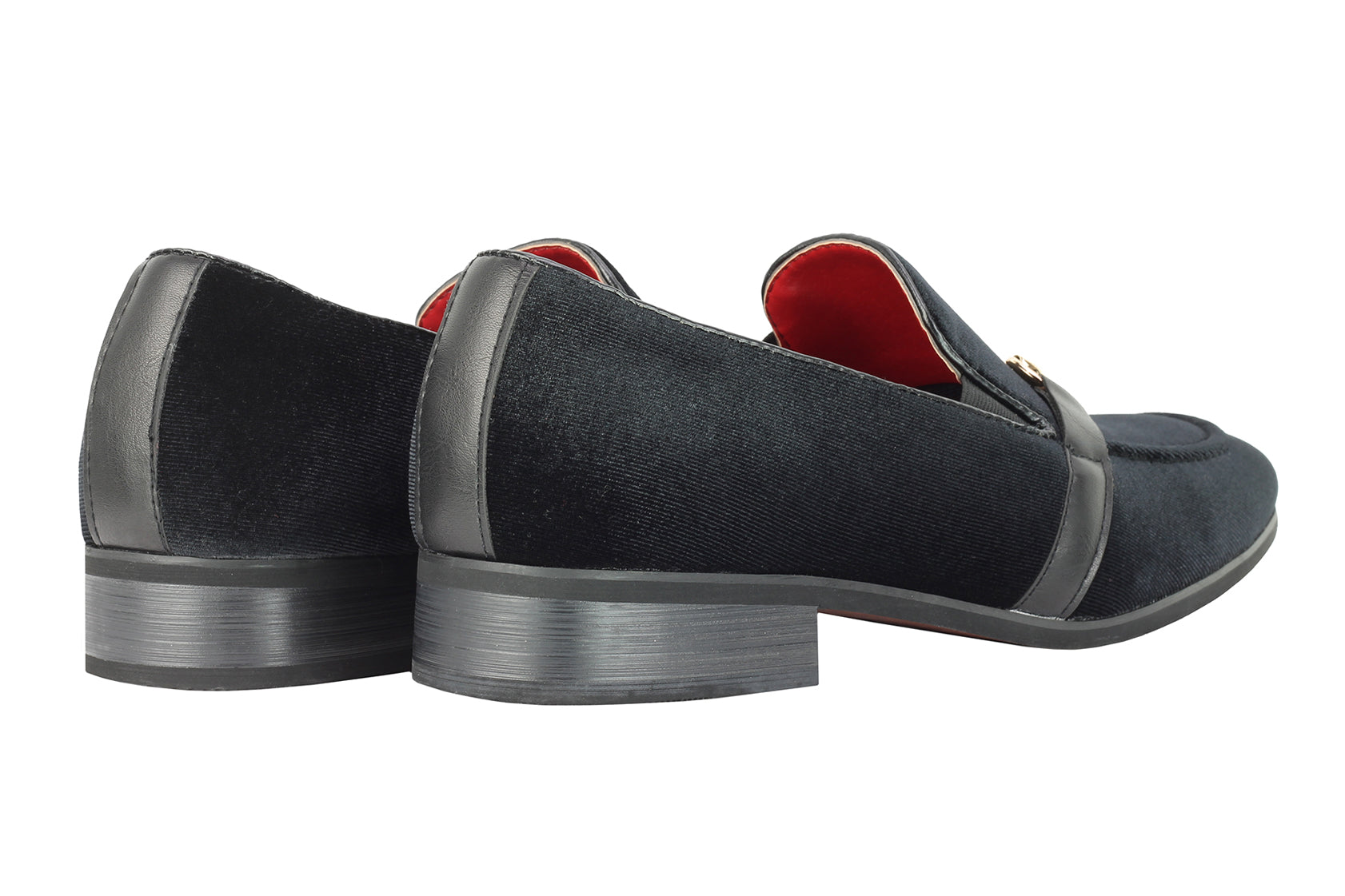 FAUX LEATHER VELVET LOAFERS WITH BUCKLE
