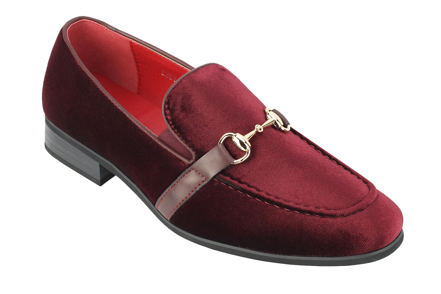 FAUX LEATHER VELVET LOAFERS WITH BUCKLE