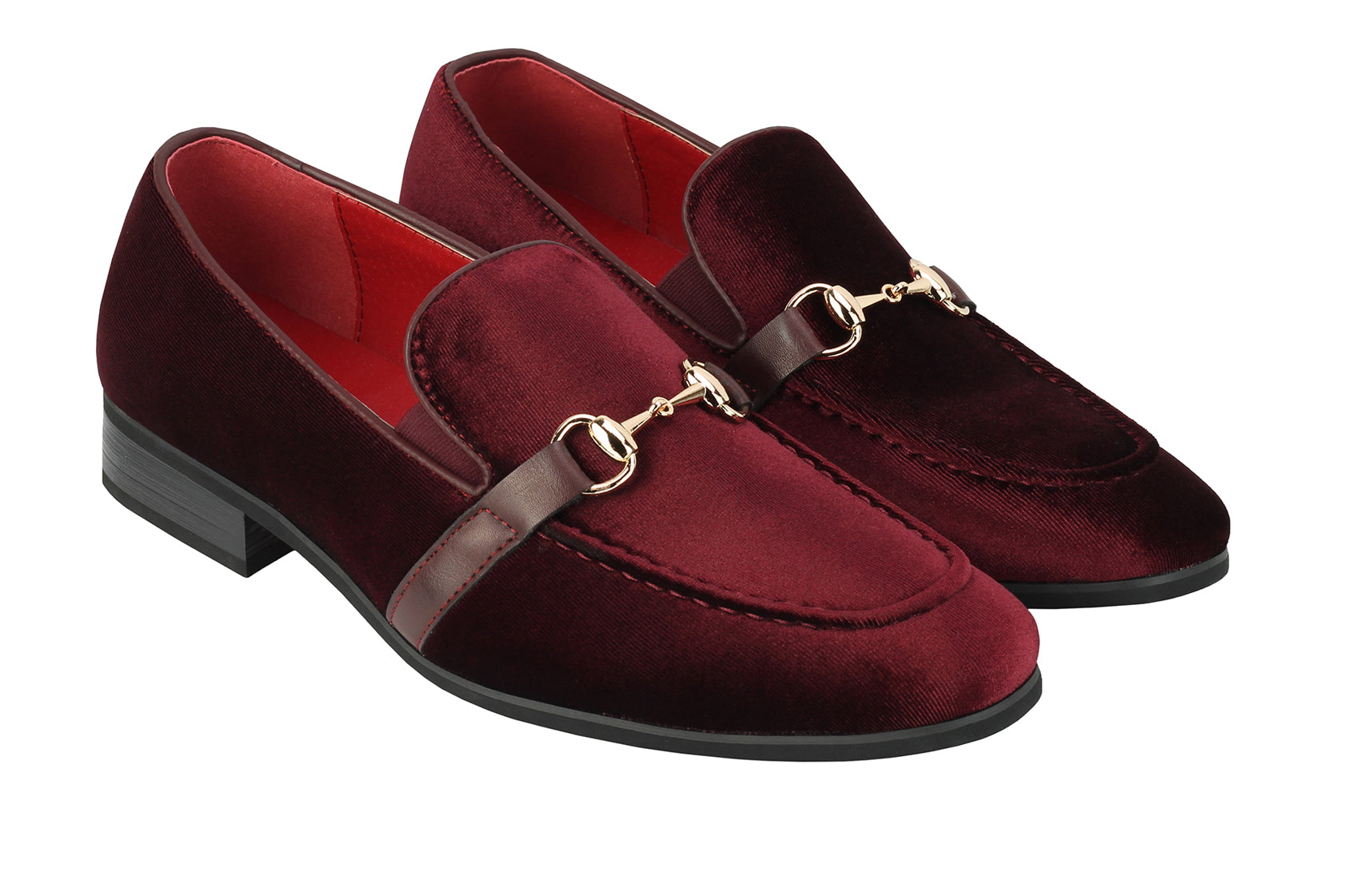 FAUX LEATHER VELVET LOAFERS WITH BUCKLE