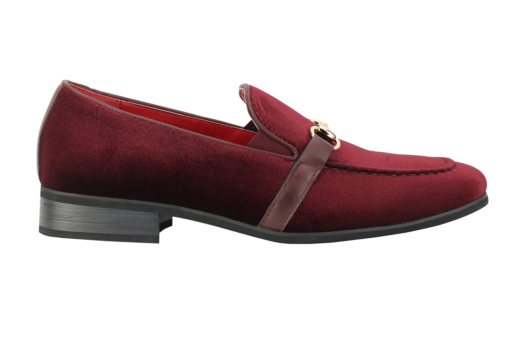FAUX LEATHER VELVET LOAFERS WITH BUCKLE