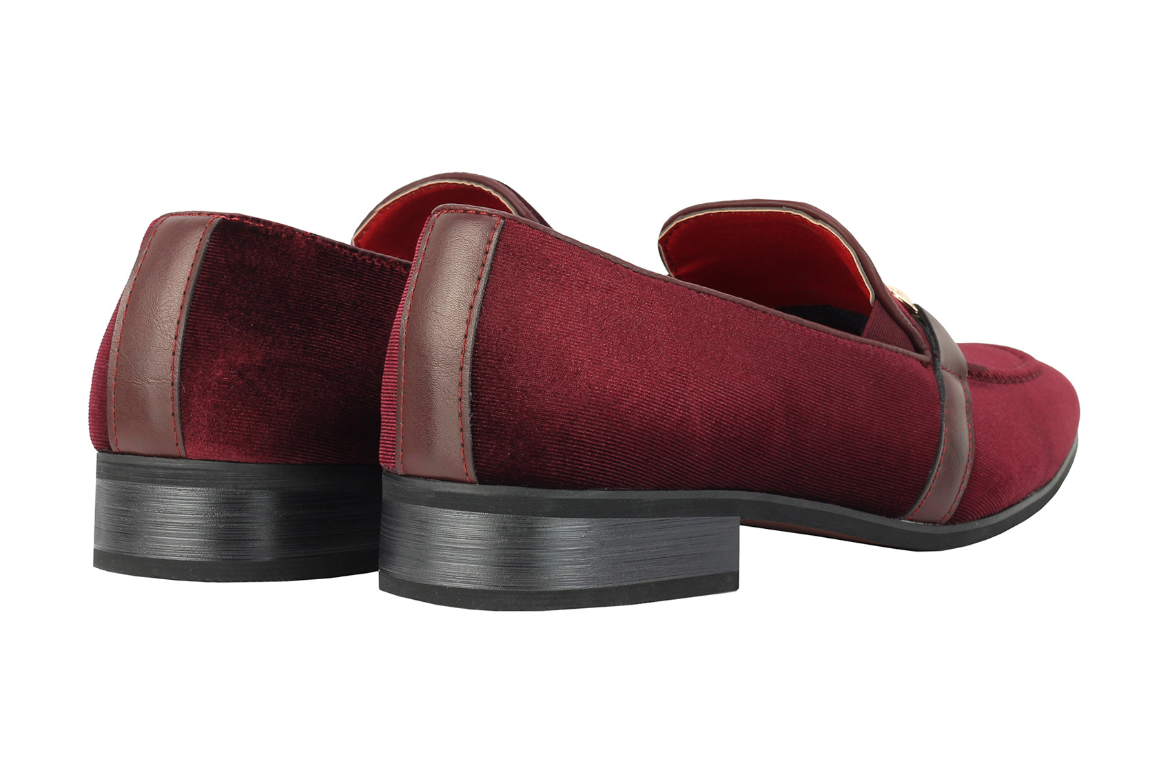 FAUX LEATHER VELVET LOAFERS WITH BUCKLE