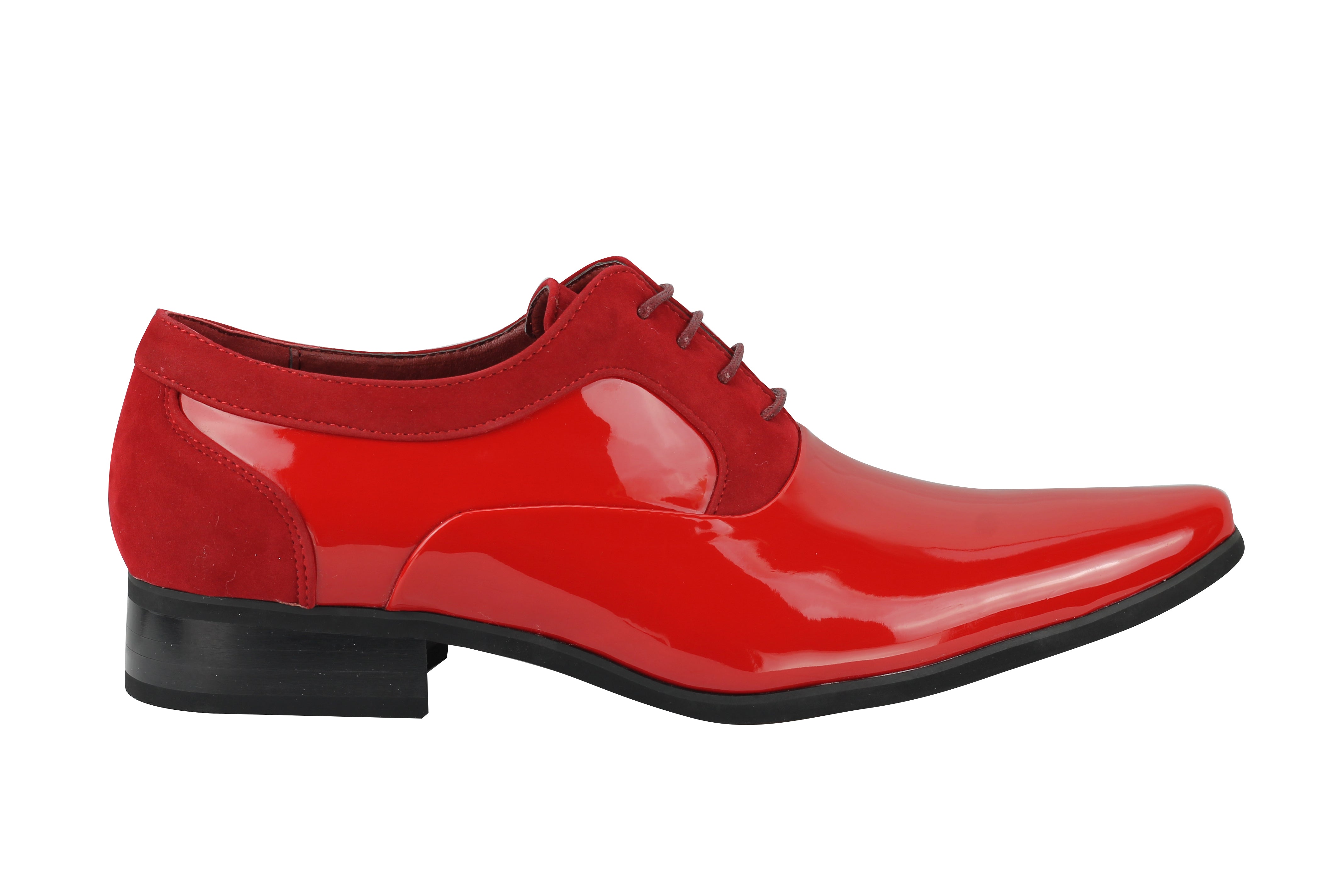 SHINY FAUX LEATHER FORMAL LACE UP SHOES IN RED