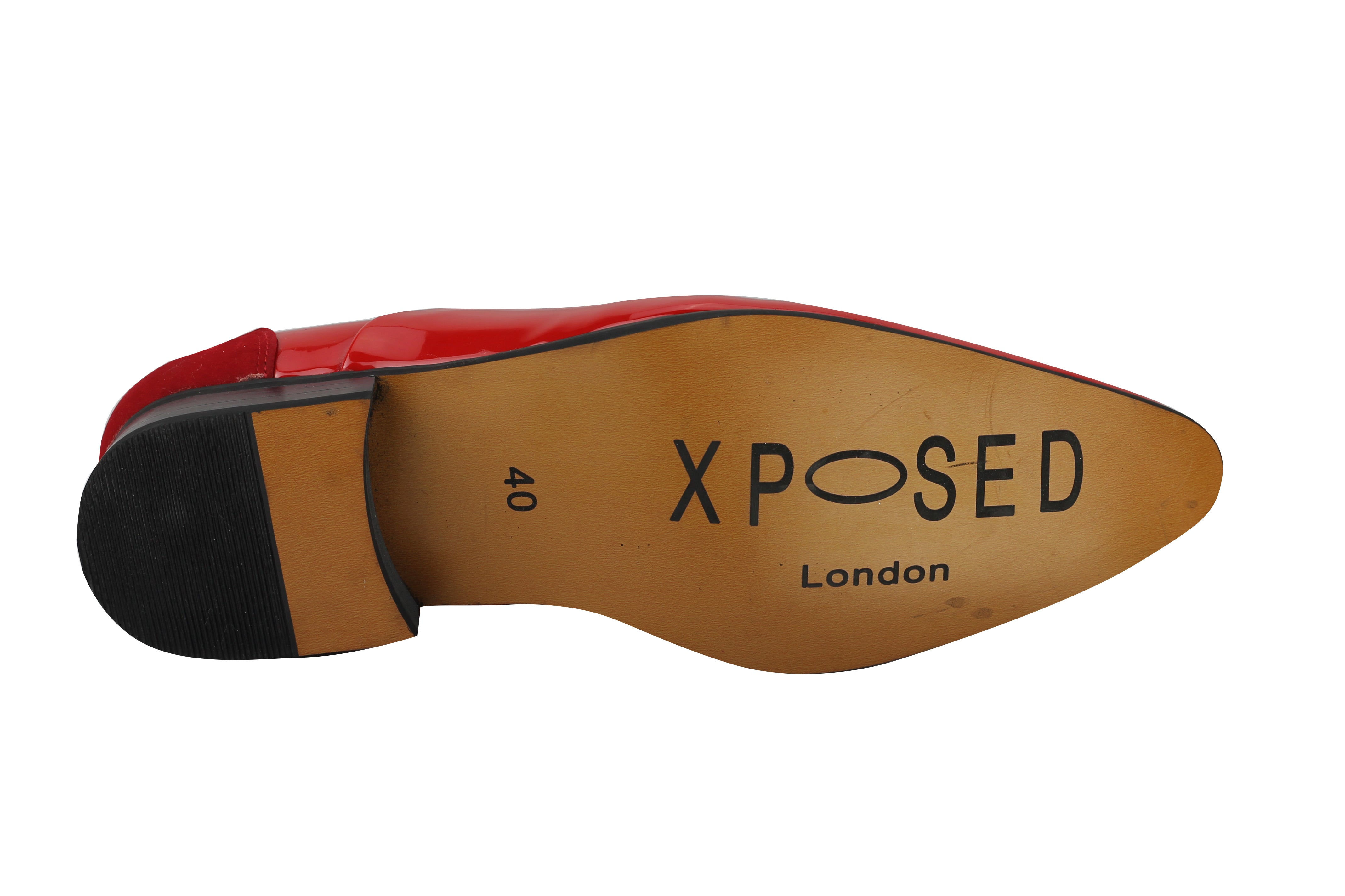 SHINY FAUX LEATHER FORMAL LACE UP SHOES IN RED