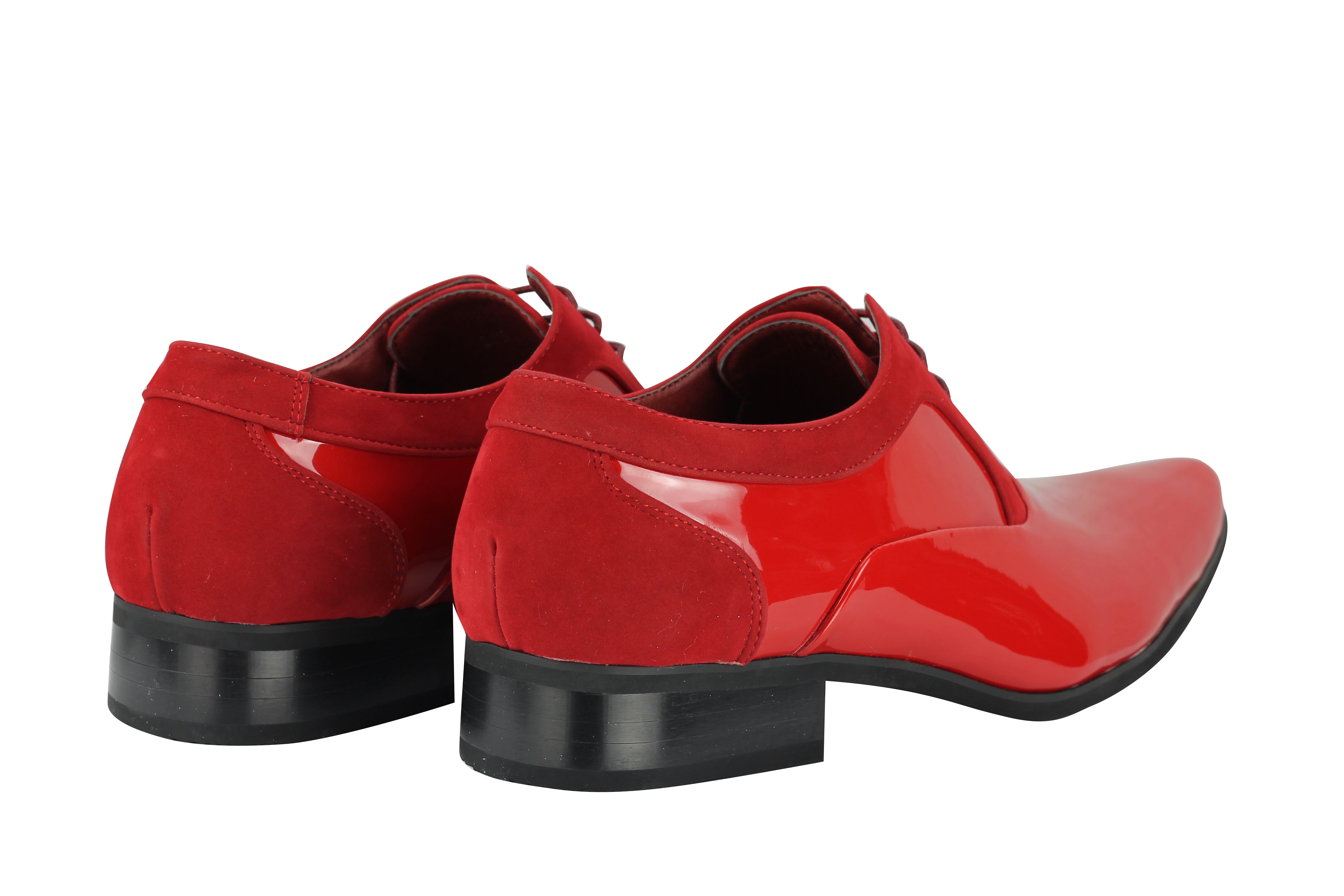 SHINY FAUX LEATHER FORMAL LACE UP SHOES IN RED