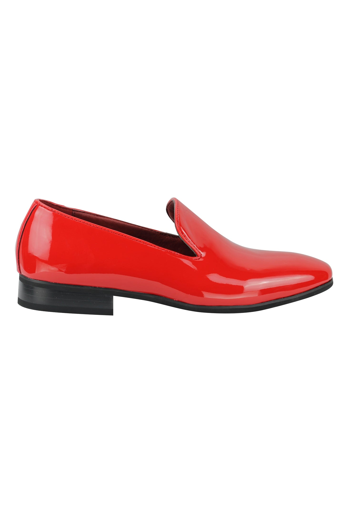 FAUX PATENT LEATHER SHINY SLIP ON SHOES IN RED