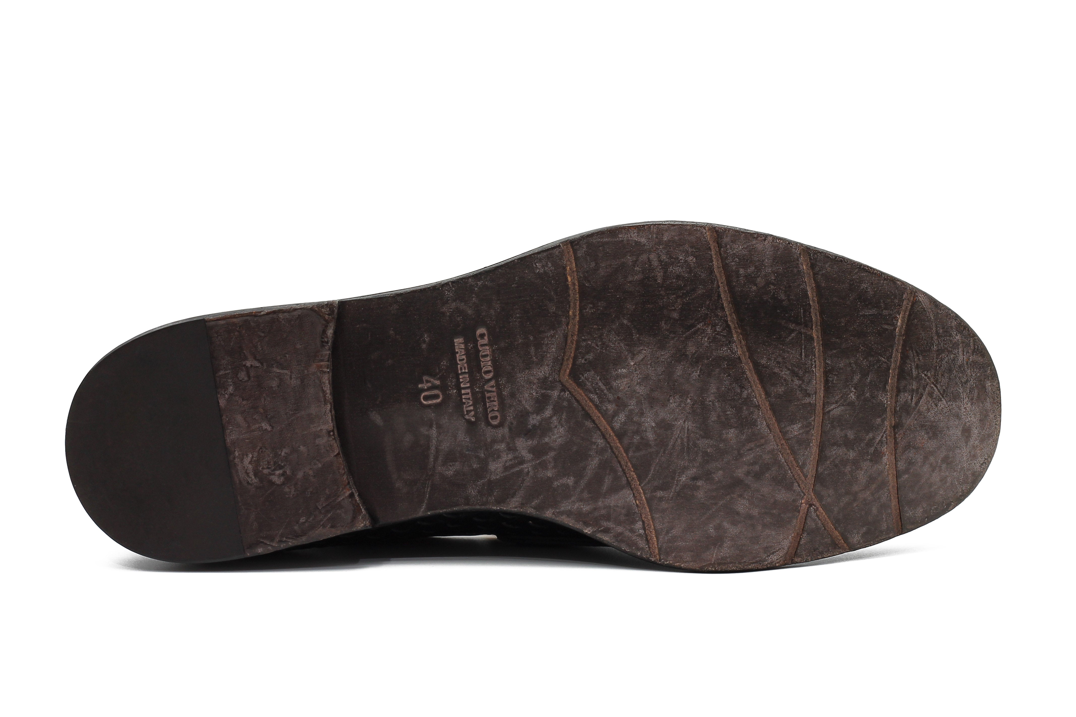 FLORENCE 2 - DOUBLE BUCKLE MONK LOAFER IN BLACK INTERWEAVE ITALIAN LEATHER