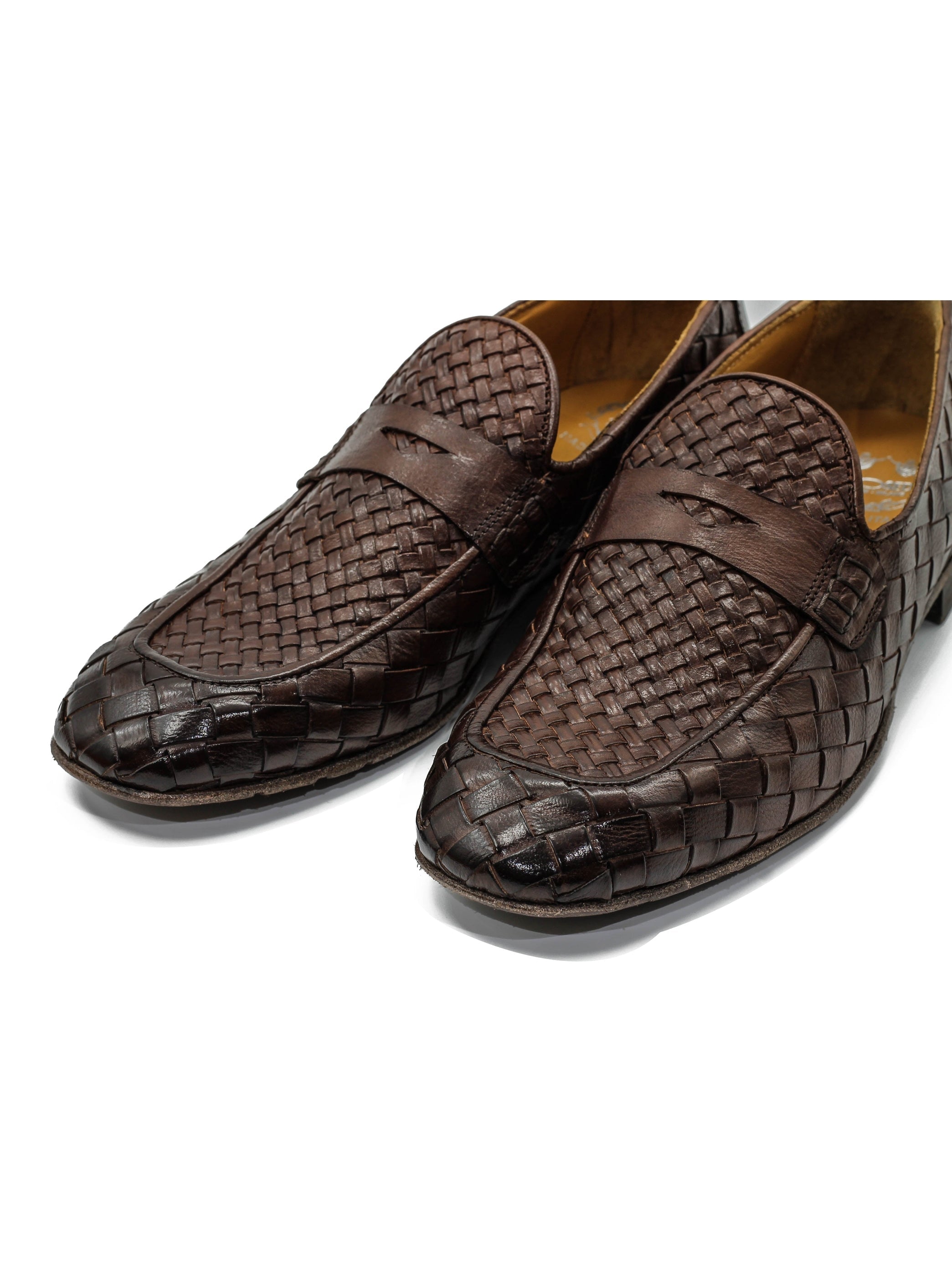 ROME 05 – BROWN ITALIAN CALF LEATHER WOVEN PENNY LOAFER